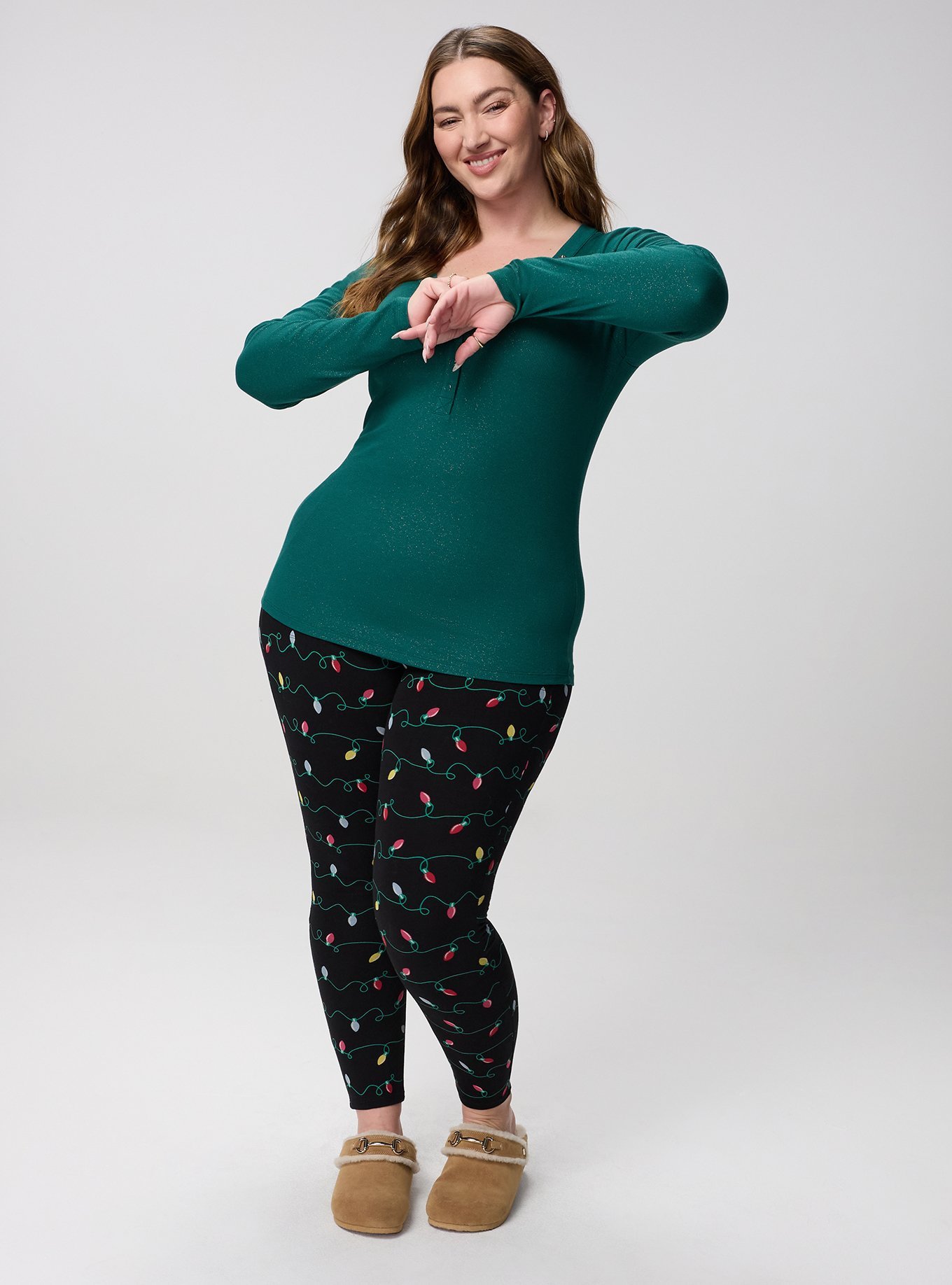 Cotton Modal Rib Curved Henley LS Top, BOTANICAL GARDEN, alternate