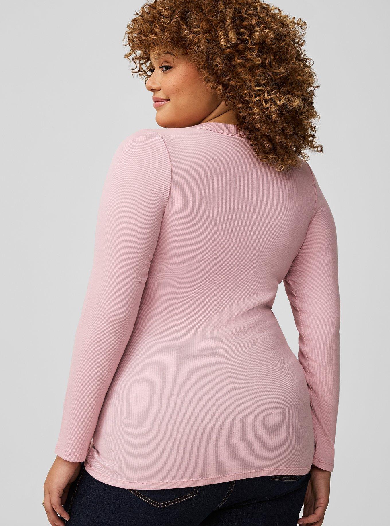 Ribbed V-Neck Long Sleeve Top