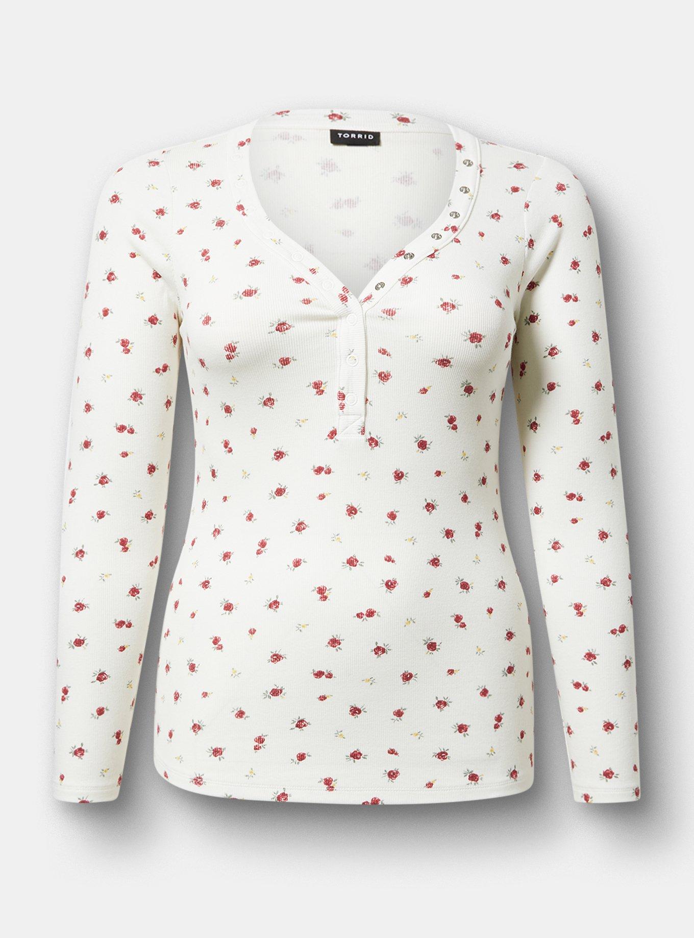 Ribbed V-Neck Long Sleeve Top