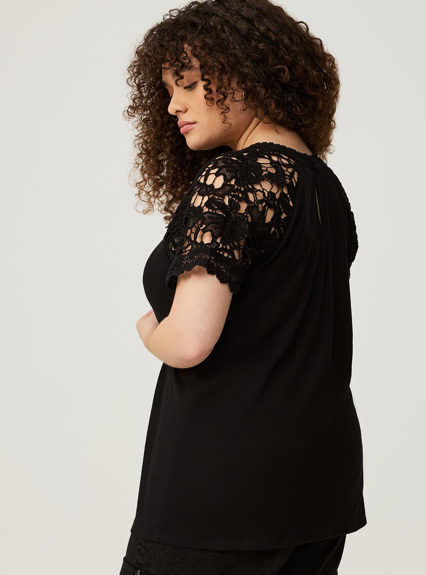 Plus Size - Stretch Lace And Mesh Crew Neck Long Sleeve Top - Torrid