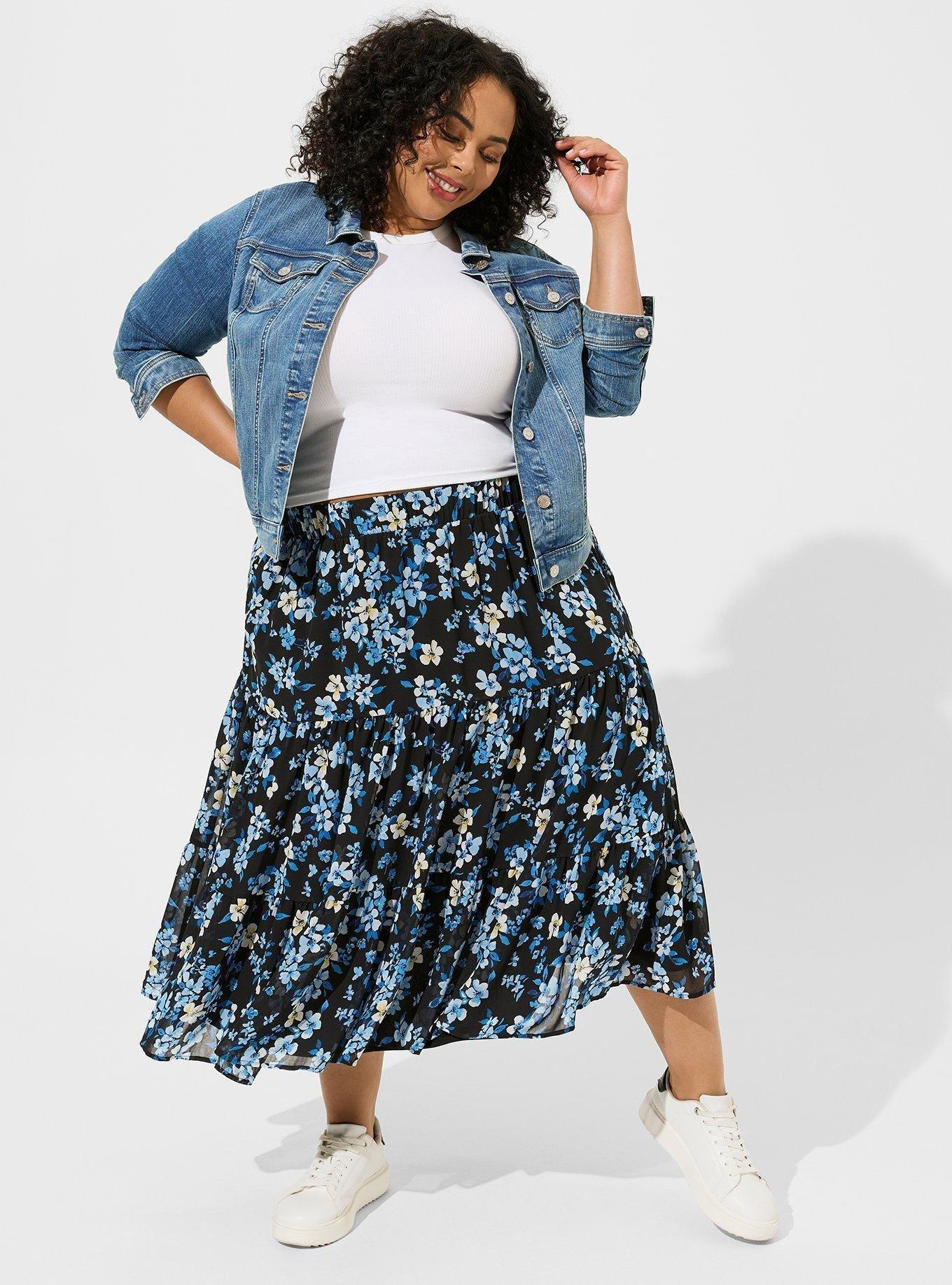 Plus Size - Tea Length Chiffon Tiered Skirt - Torrid