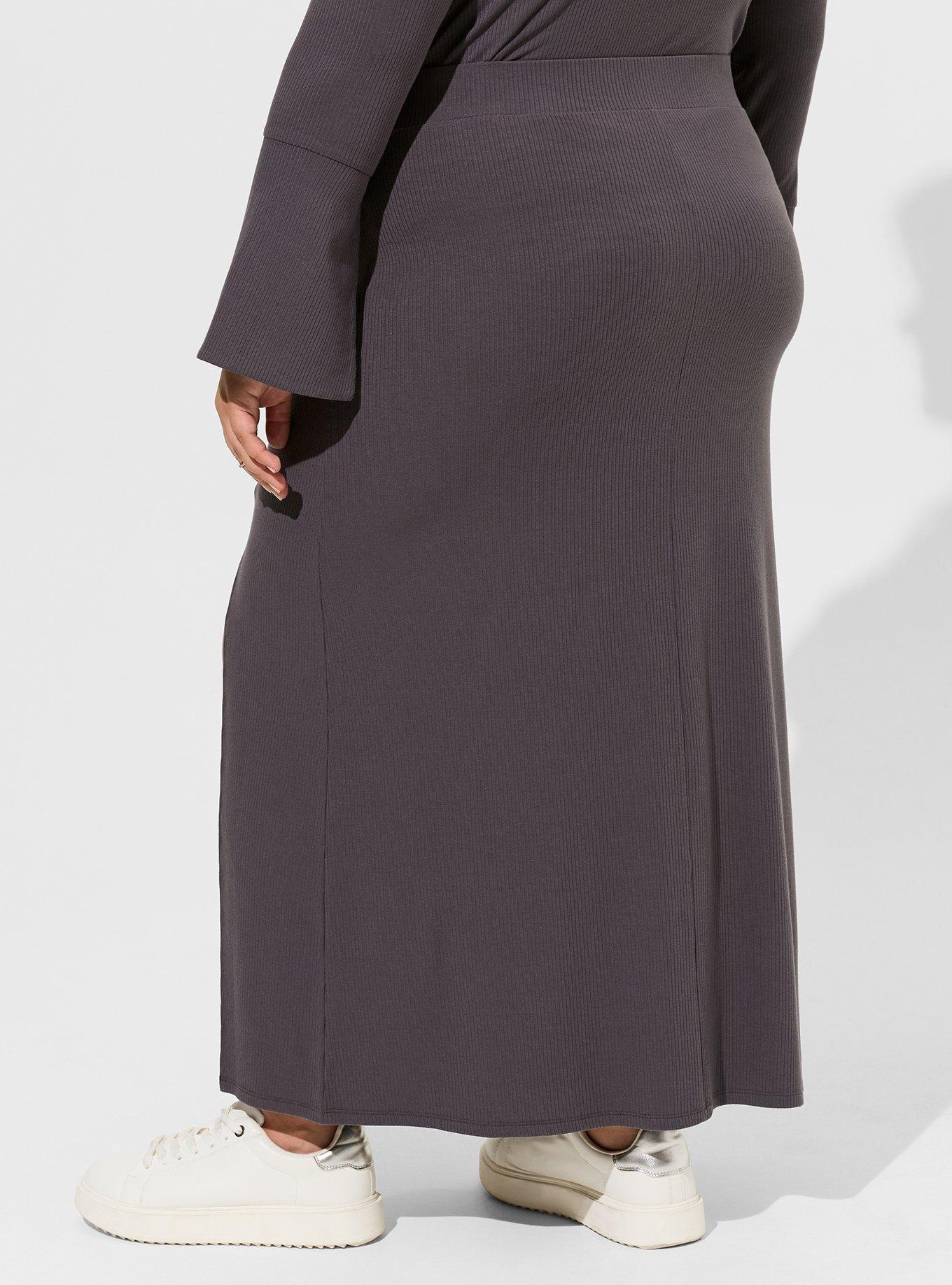 Maxi Super Soft Rib Column Pencil Skirt With Slit