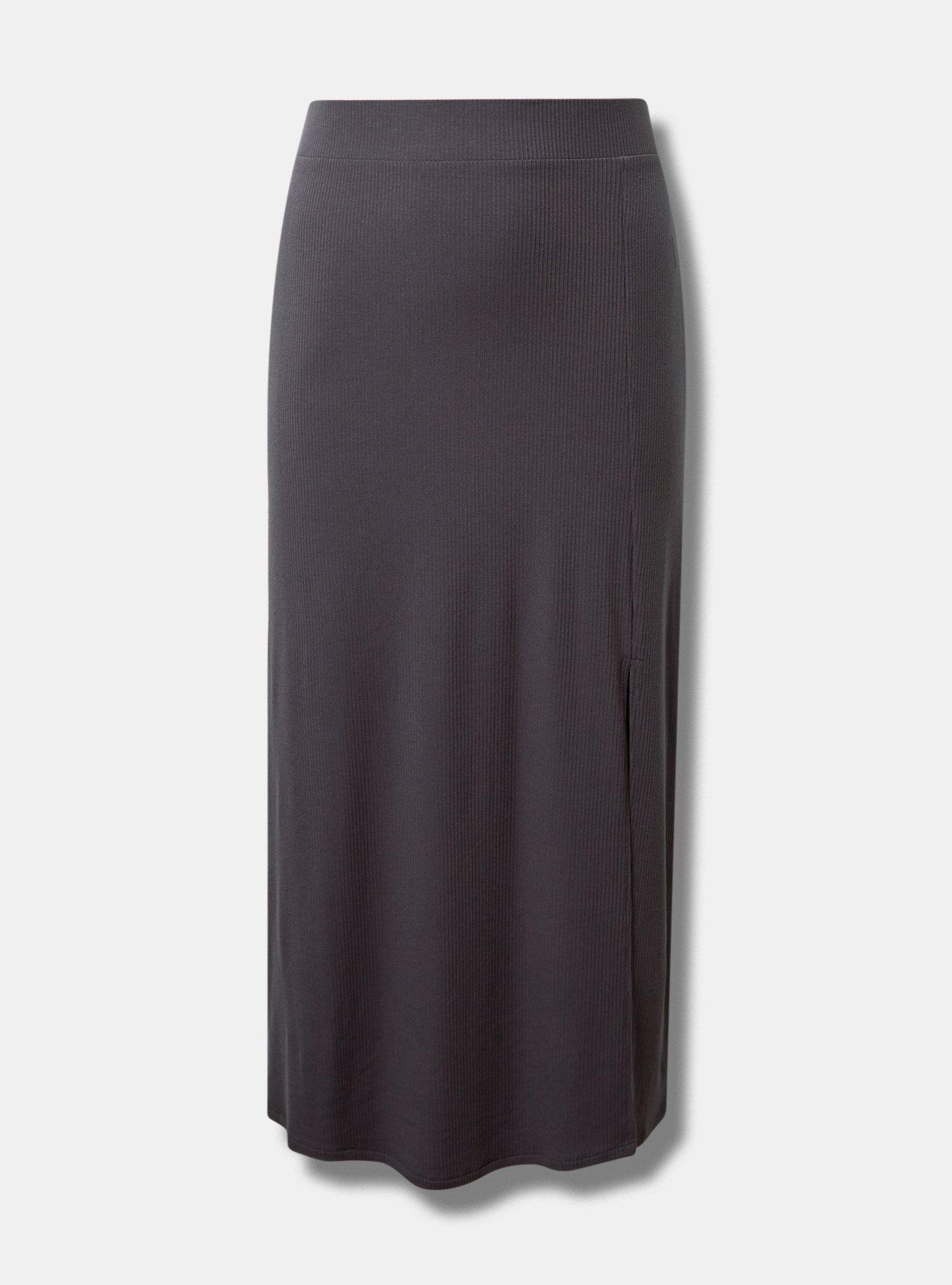 Maxi Super Soft Rib Column Pencil Skirt With Slit