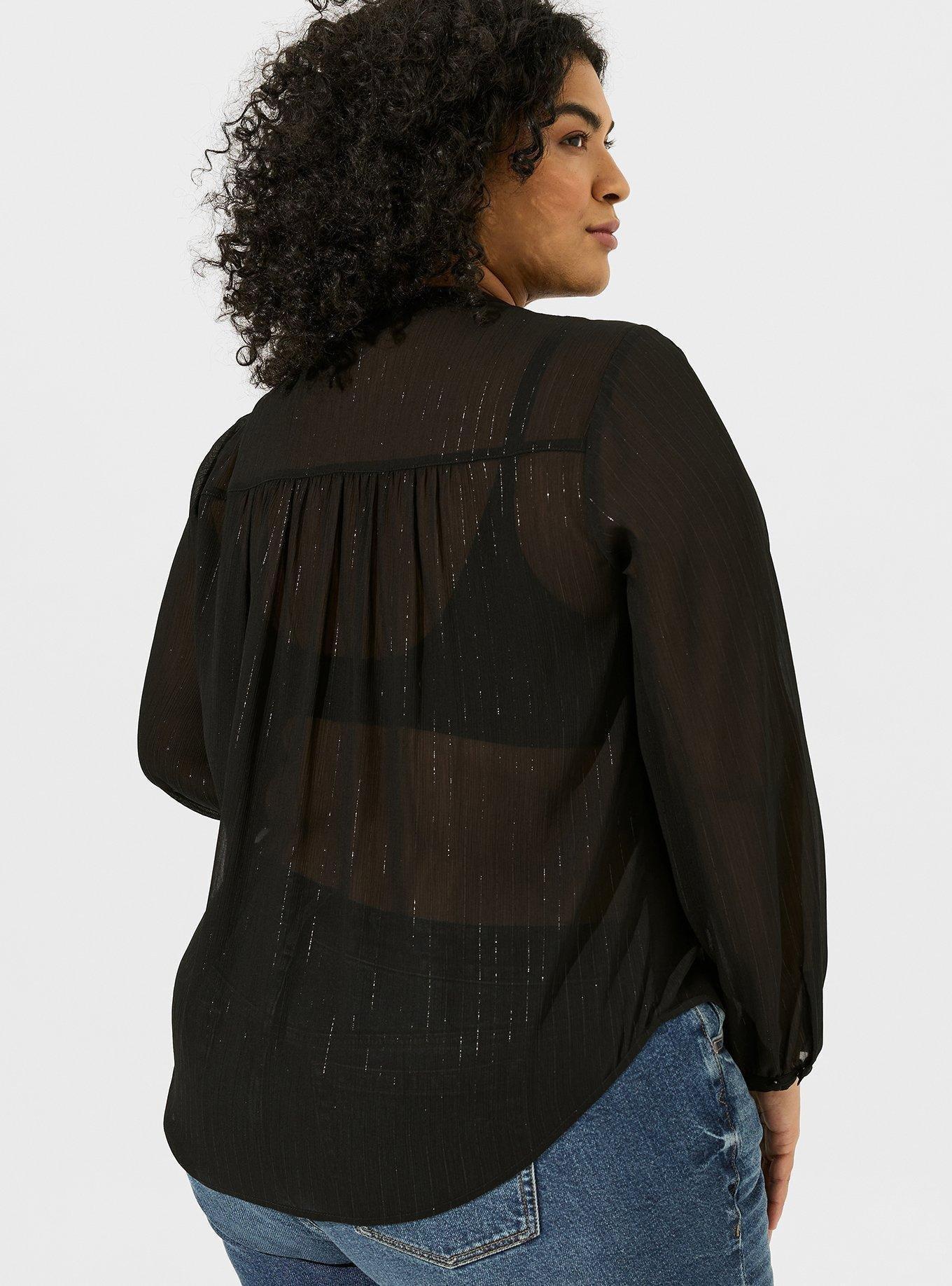 Crinkle Chiffon with Lurex Pintuck Long Sleeve