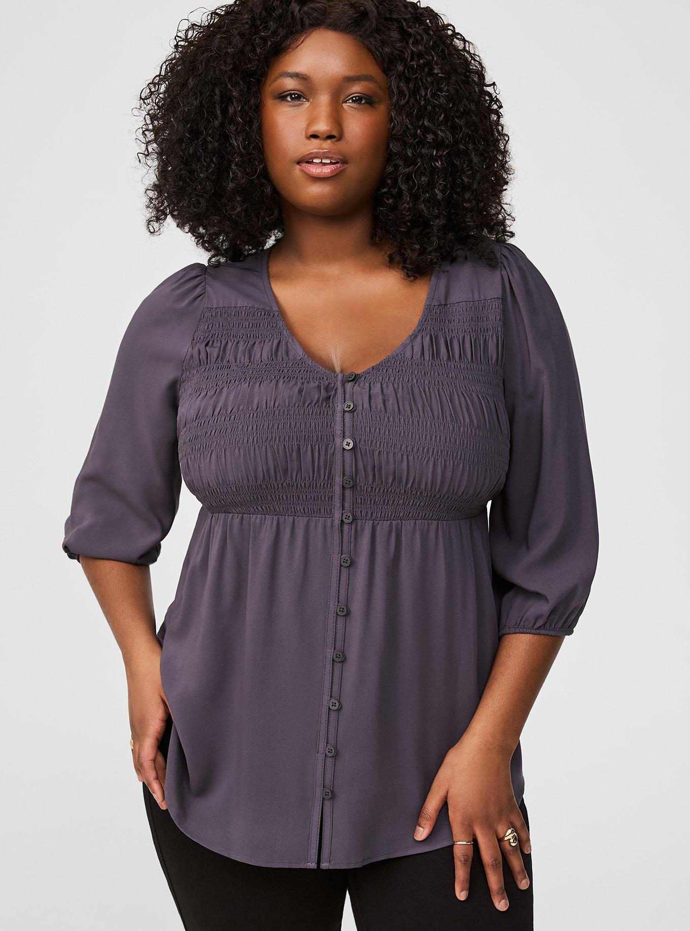 Challis Smocked 3/4 Sleeve Top