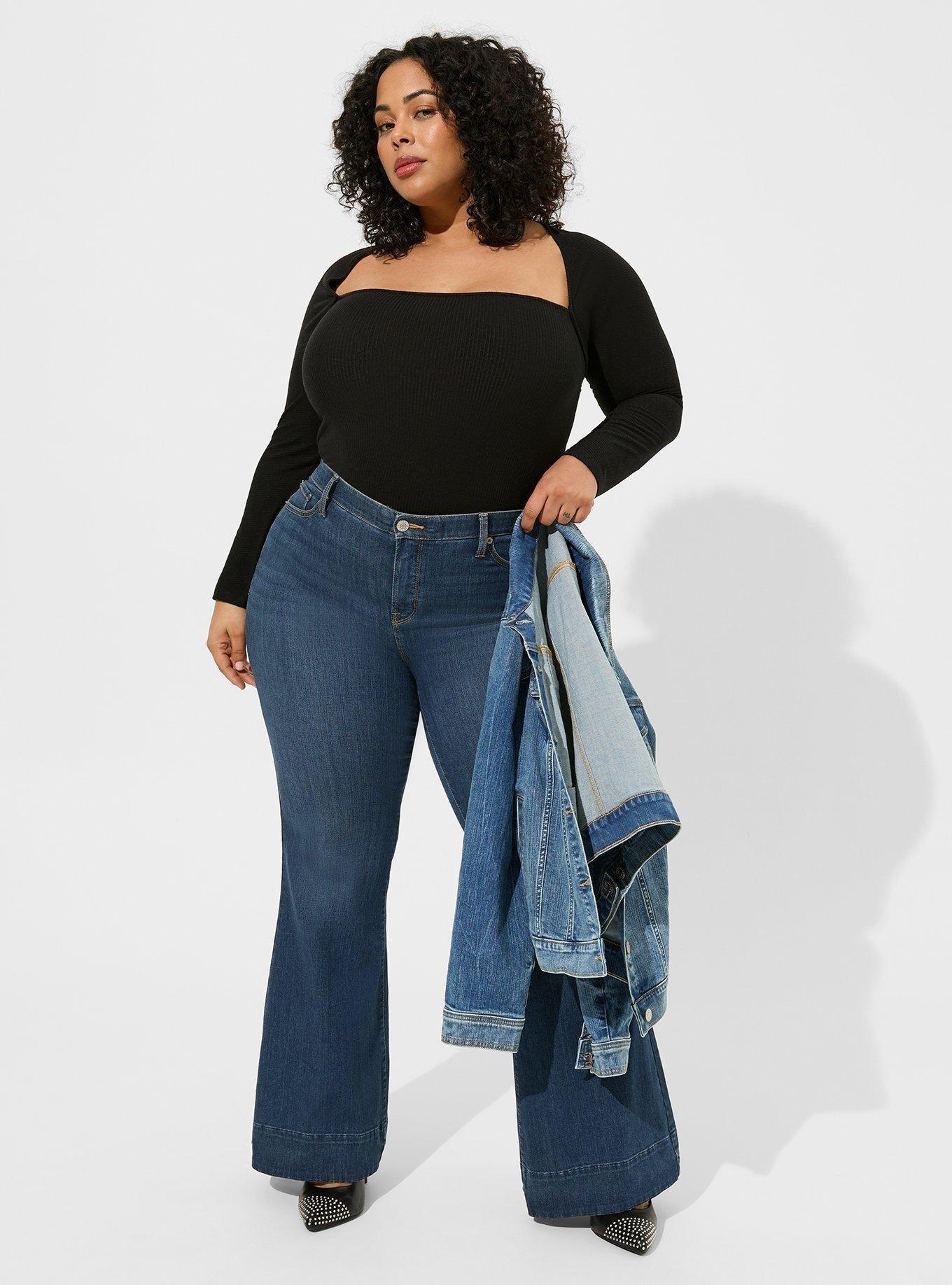 Plus Size Ribbed Button Down Bodysuit