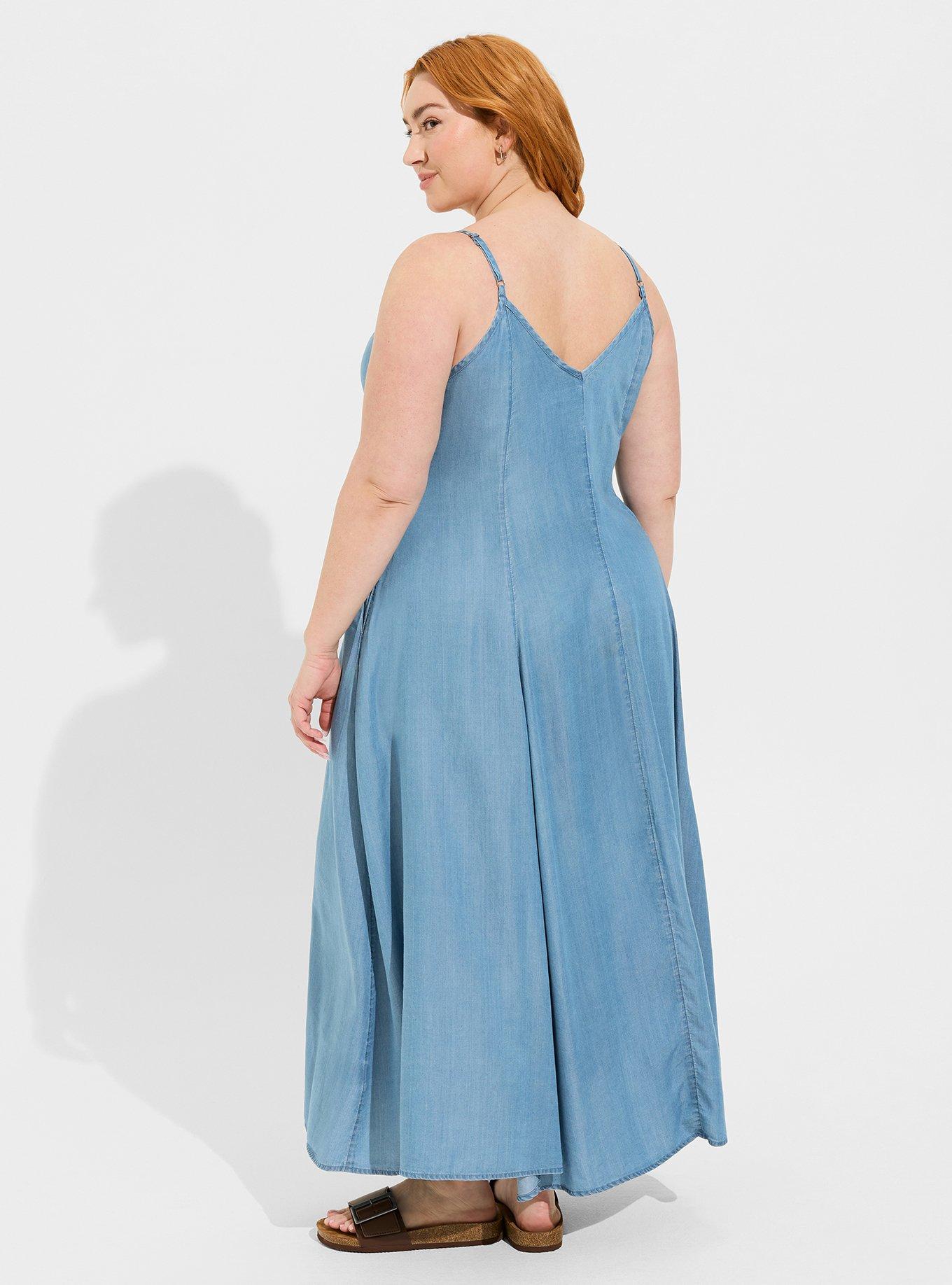 Plus Size - Maxi Chambray Trapeze Dress - Torrid