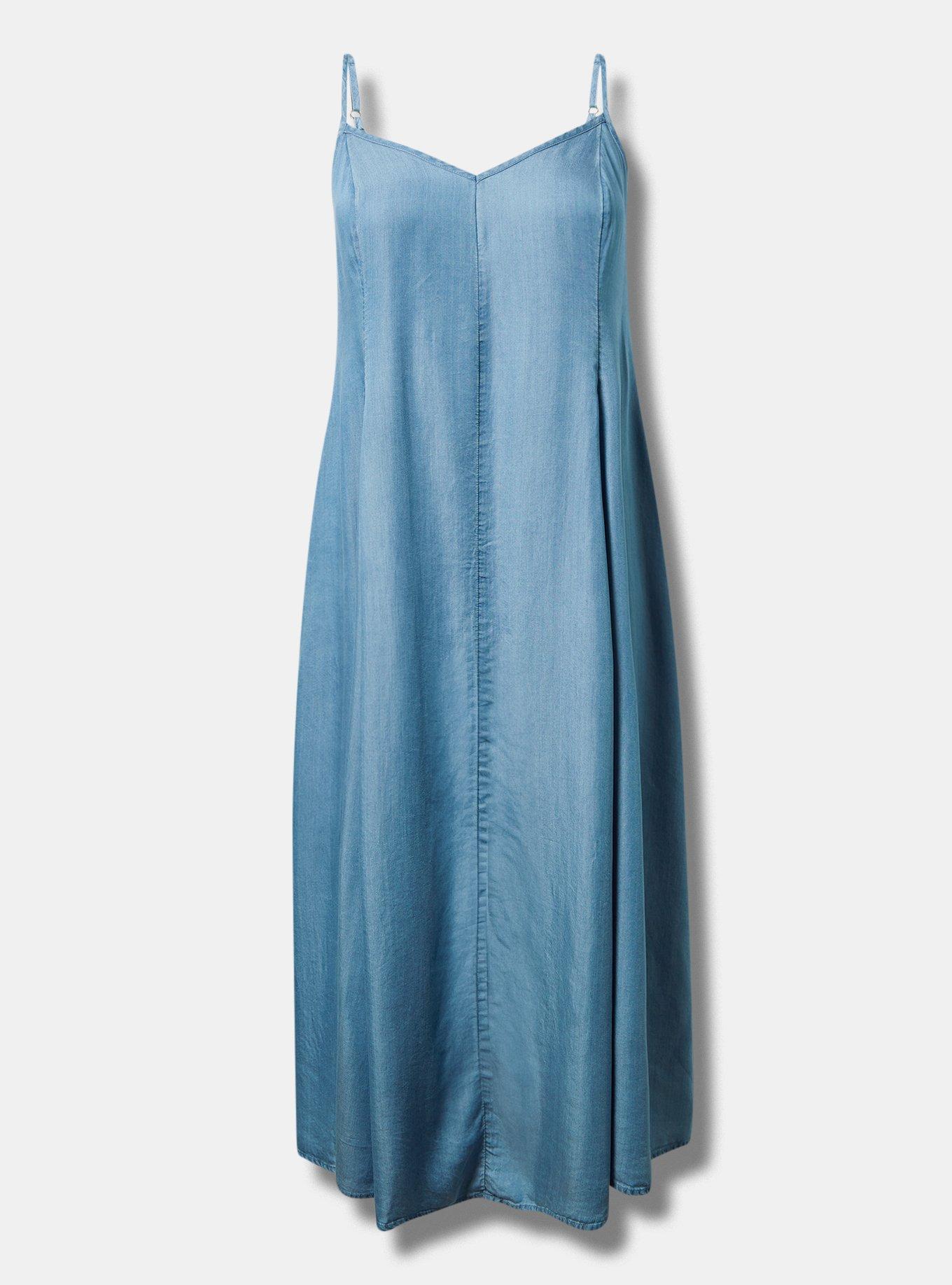 Plus Size - Maxi Chambray Trapeze Dress - Torrid