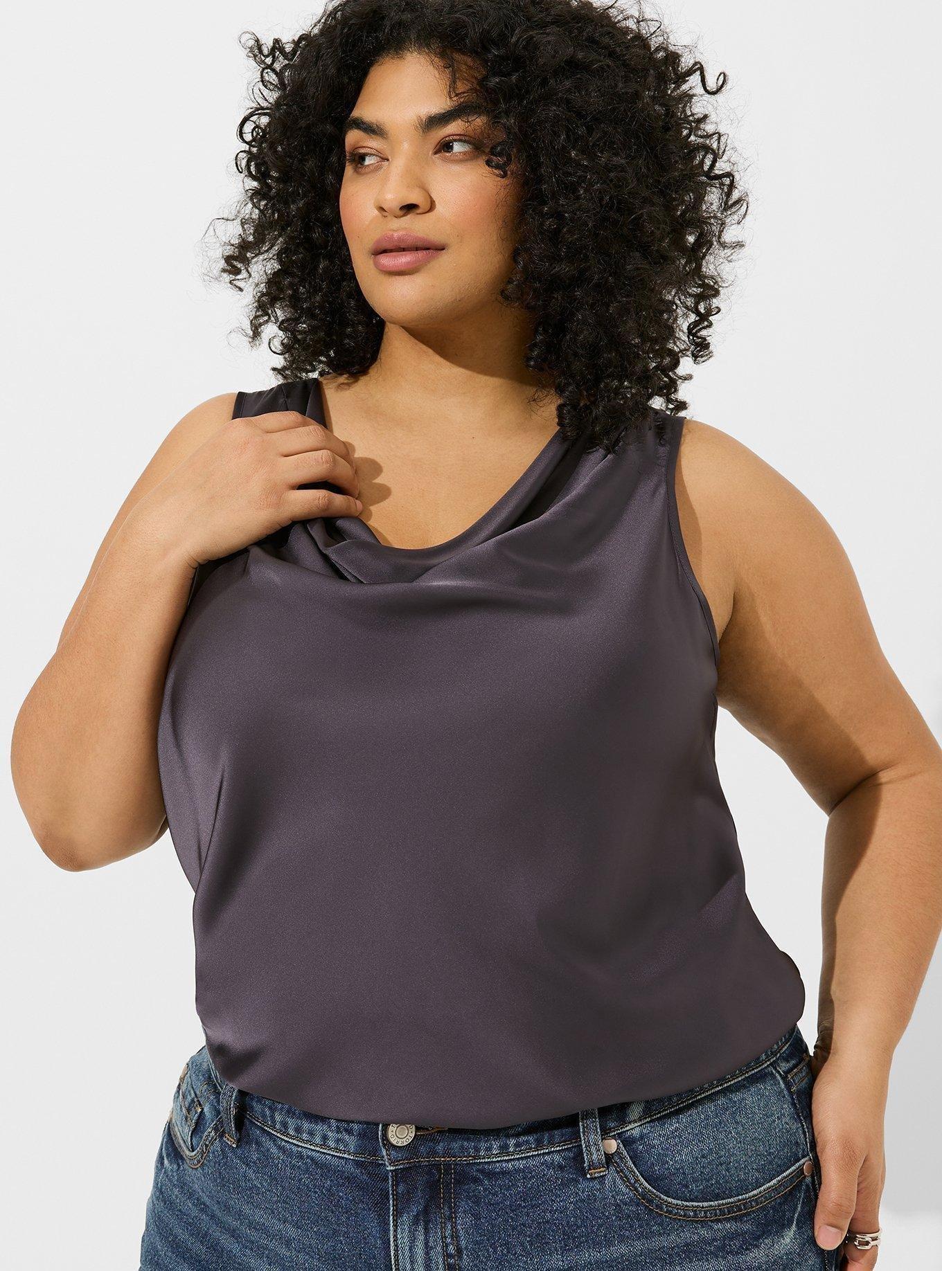 Satin Cowl Neck Tank