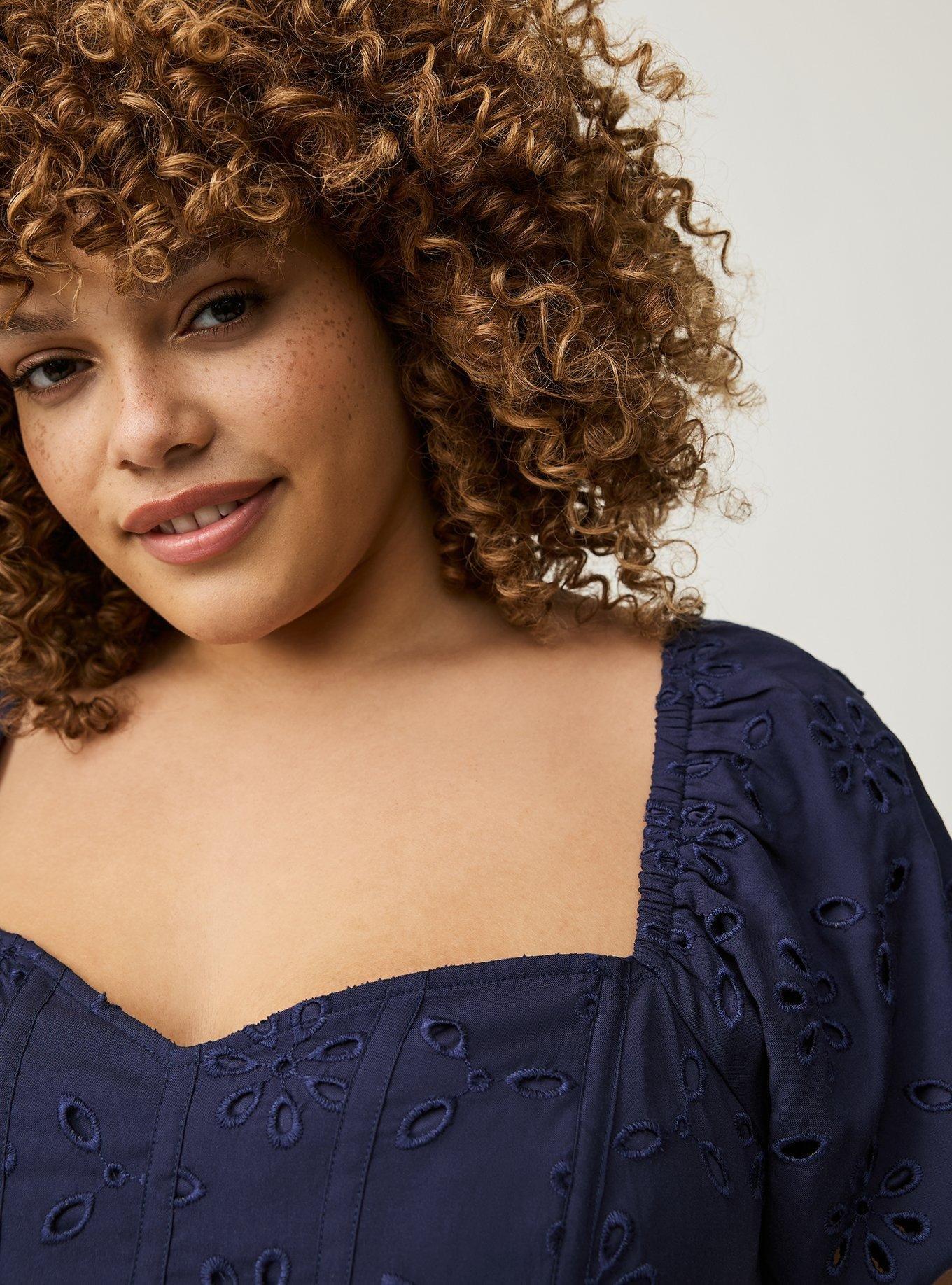 Babydoll Eyelet Challis Blouse