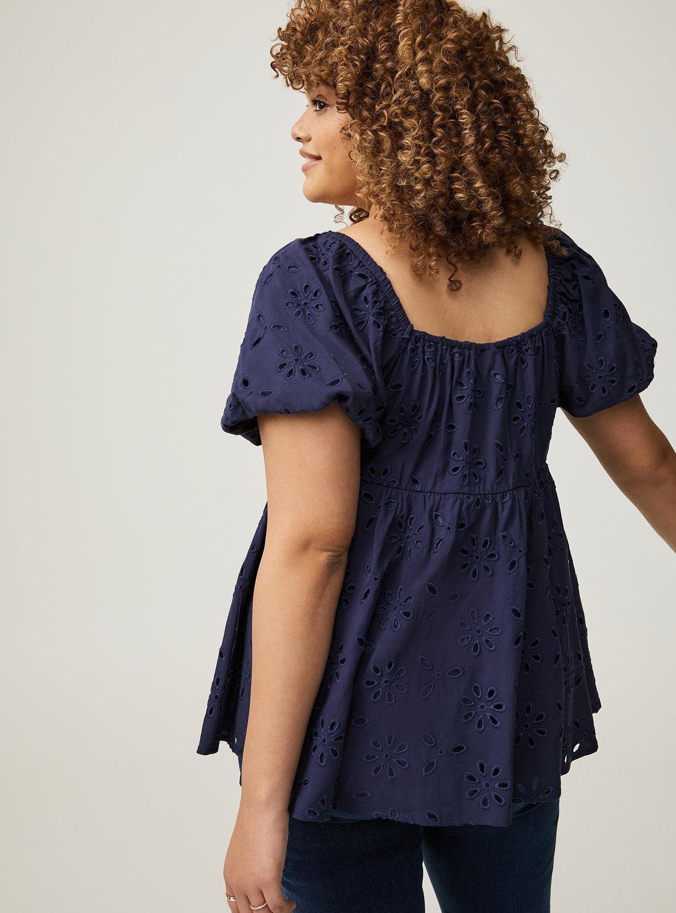 Babydoll Eyelet Challis Blouse