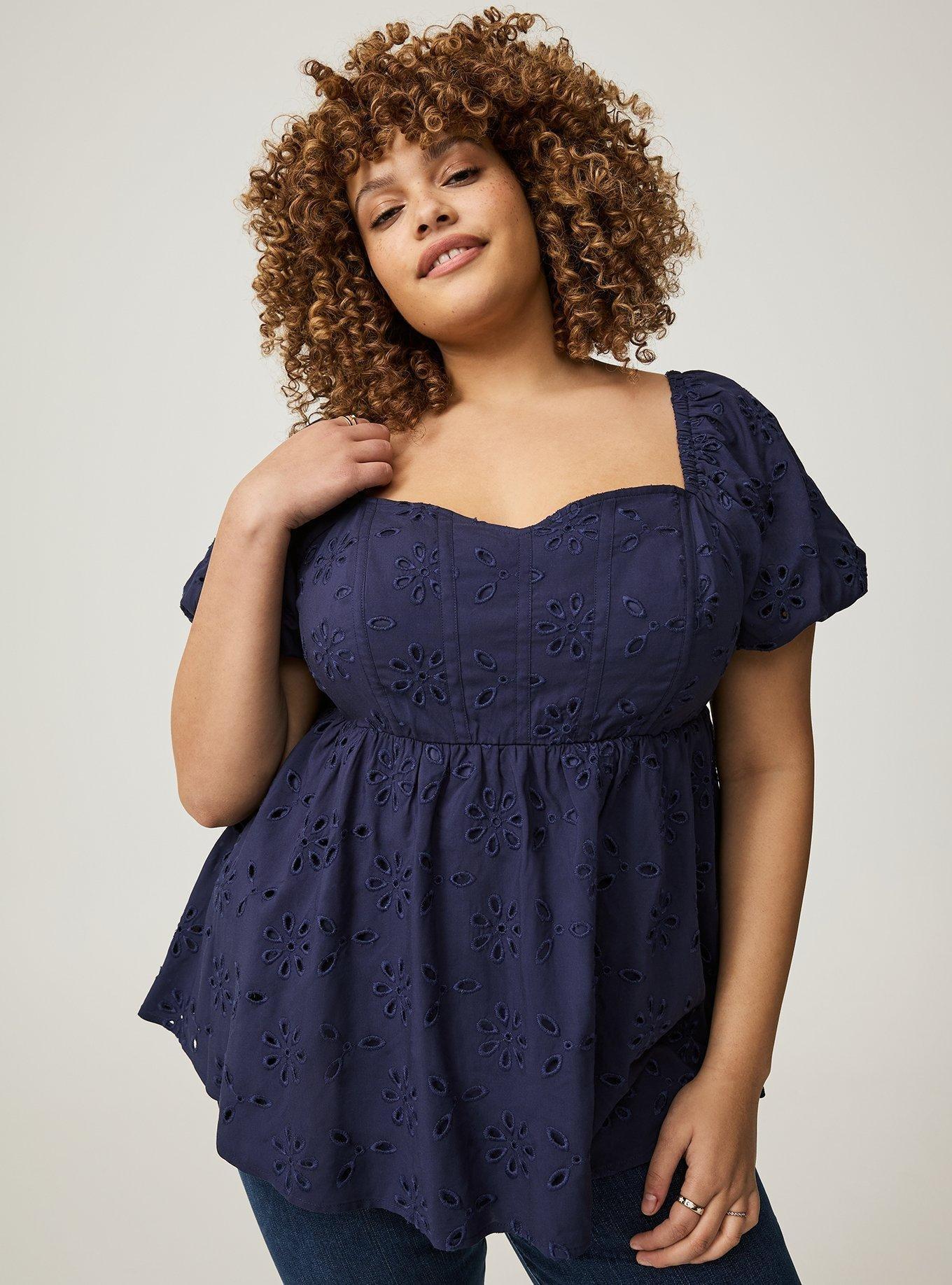 Babydoll Eyelet Challis Blouse