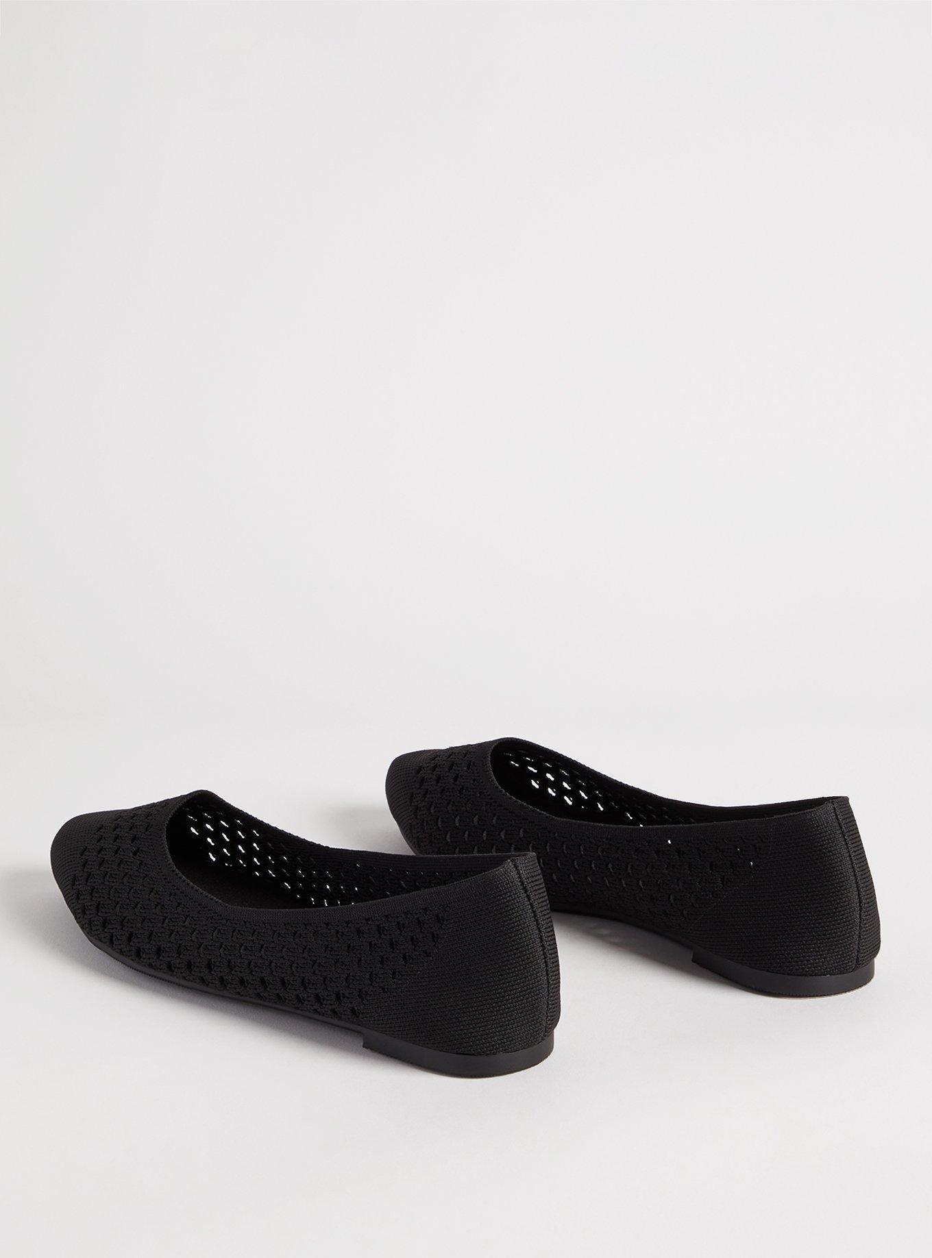 Almond Toe Fly Knit Flat (WW), BLACK, alternate