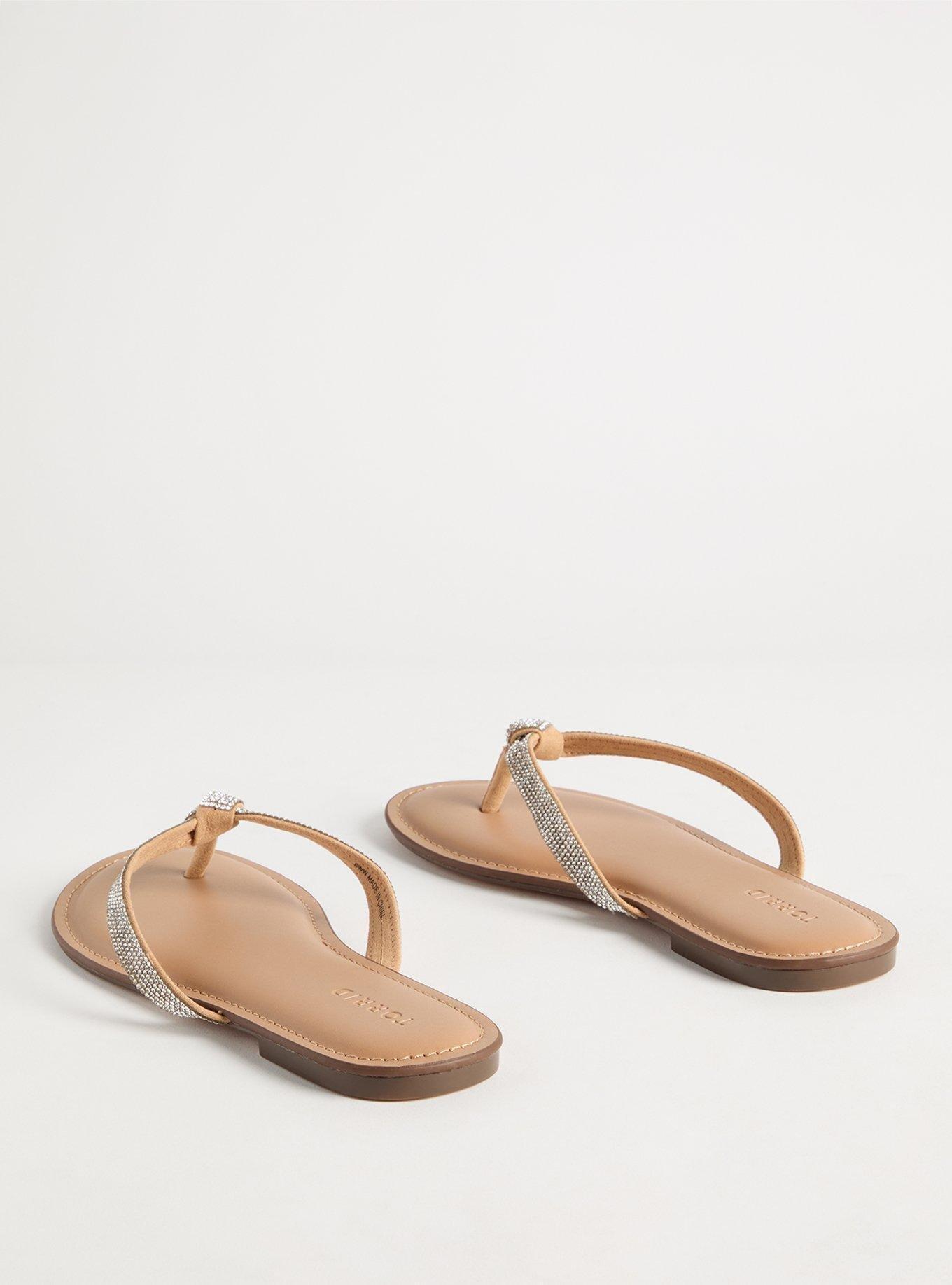 Rhinestone Knot Flip Flops (WW), TAN, alternate