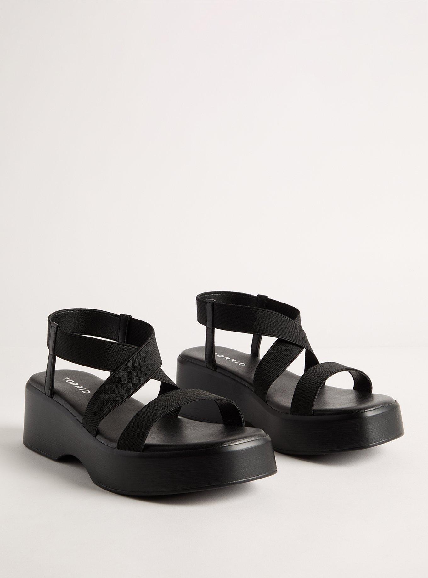 Black strappy flatforms online