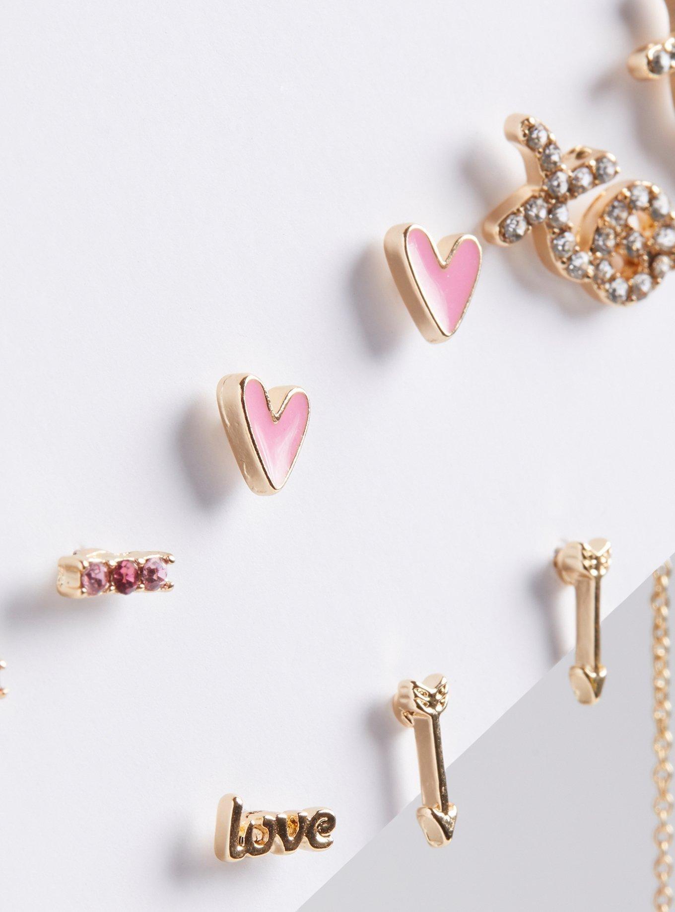 Heart Stud Earring Set, , alternate