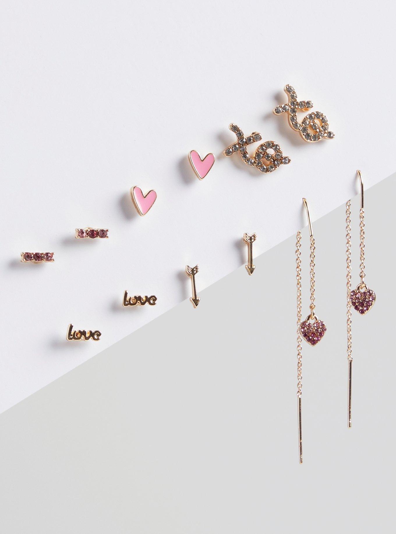 Heart Stud Earring Set, , hi-res