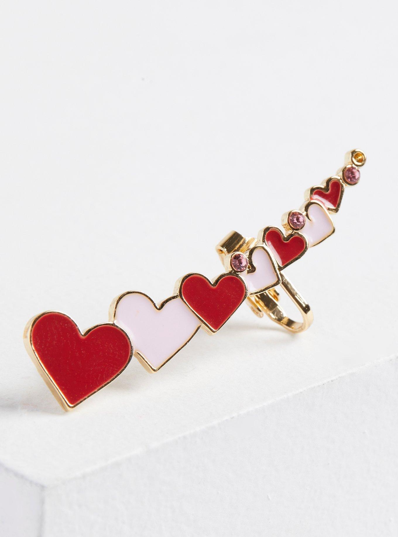 Heart Crawler And Stud Earring