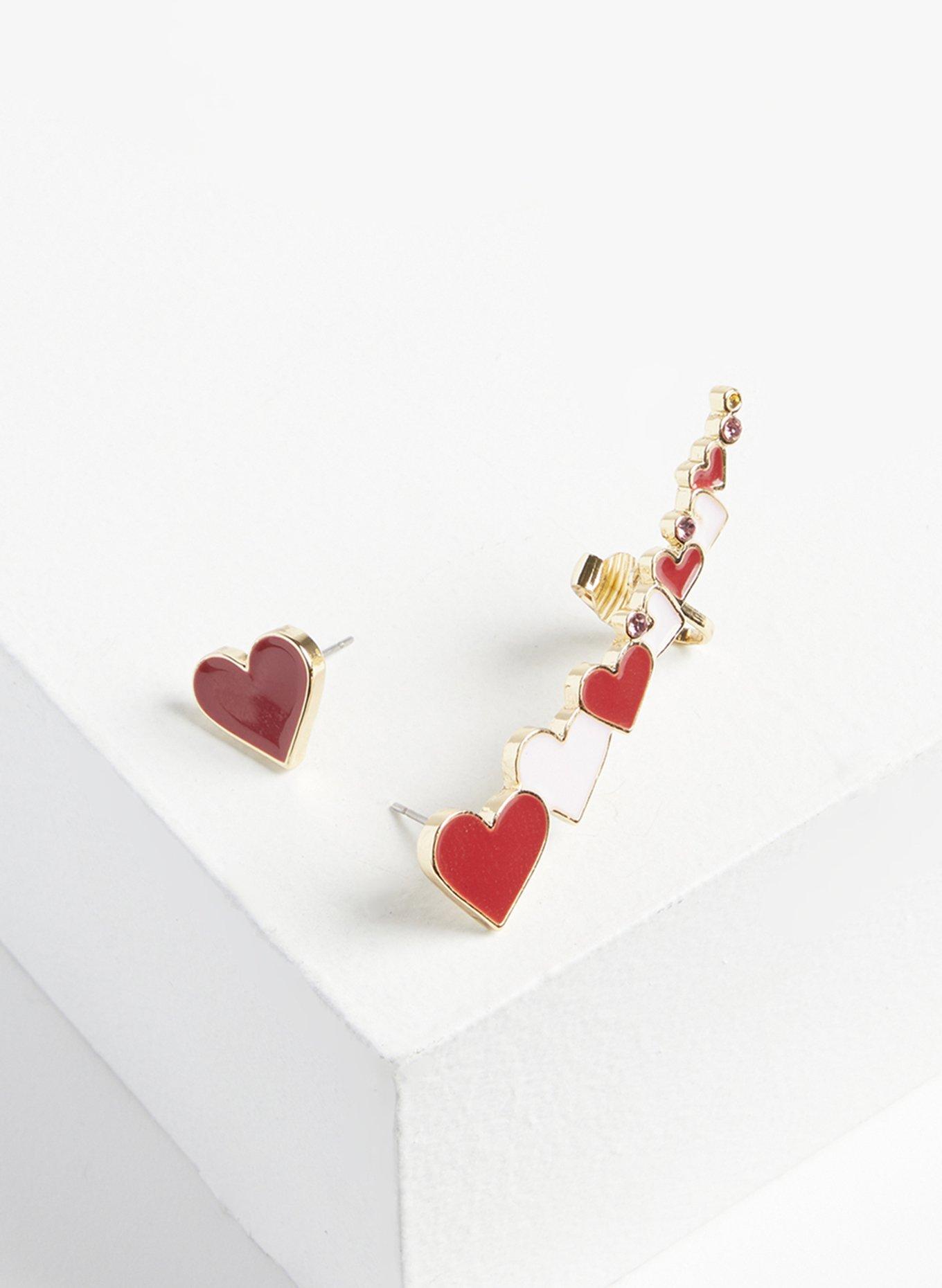 Heart Crawler And Stud Earring