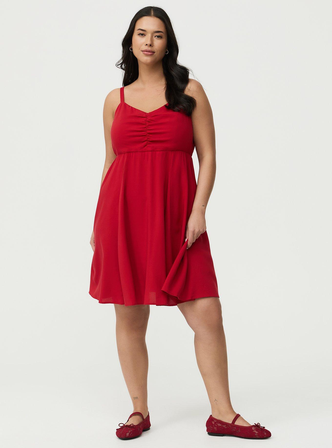 Mini Challis Skater Dress, JESTER RED, alternate