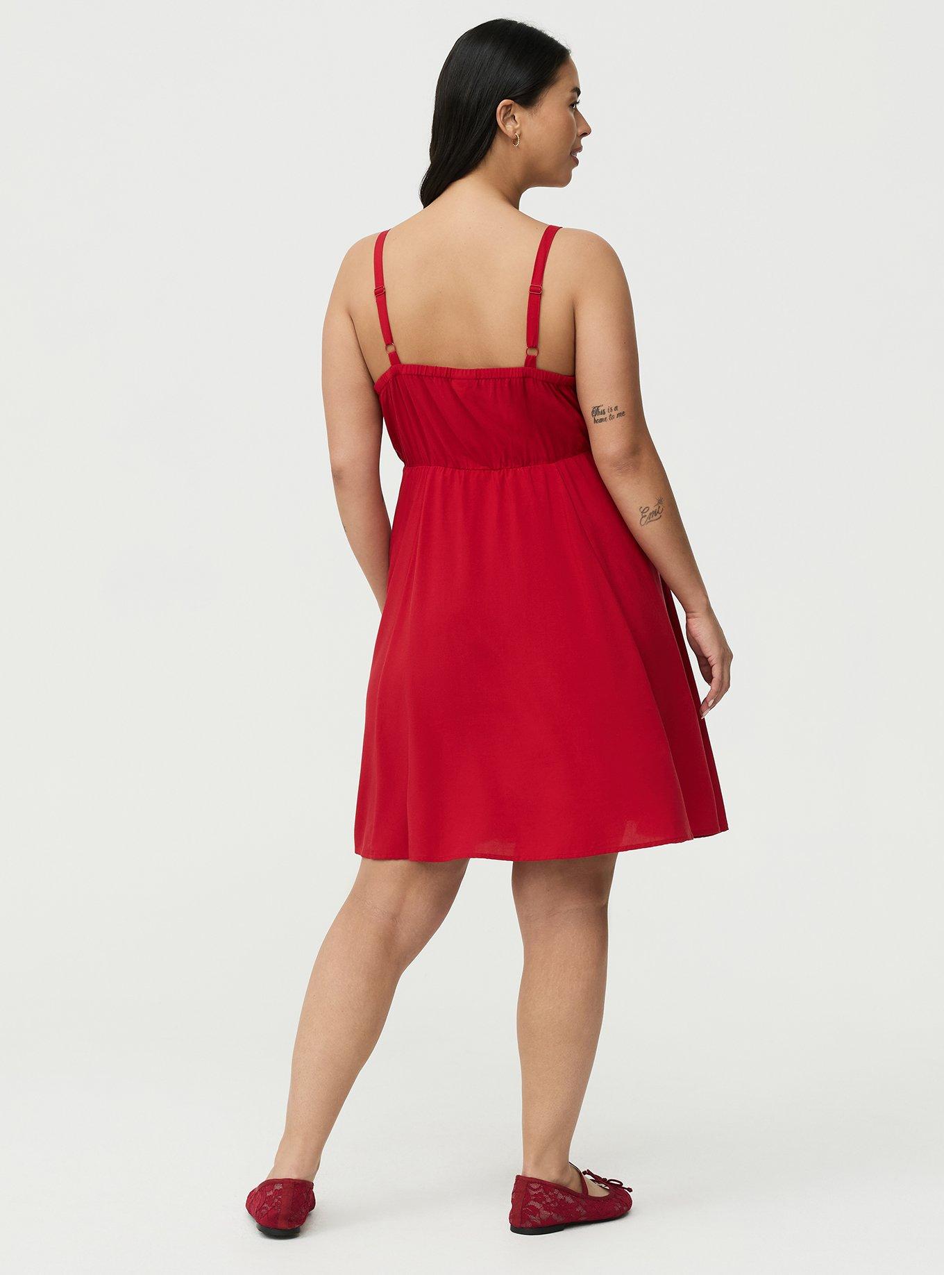 Mini Challis Skater Dress, JESTER RED, alternate