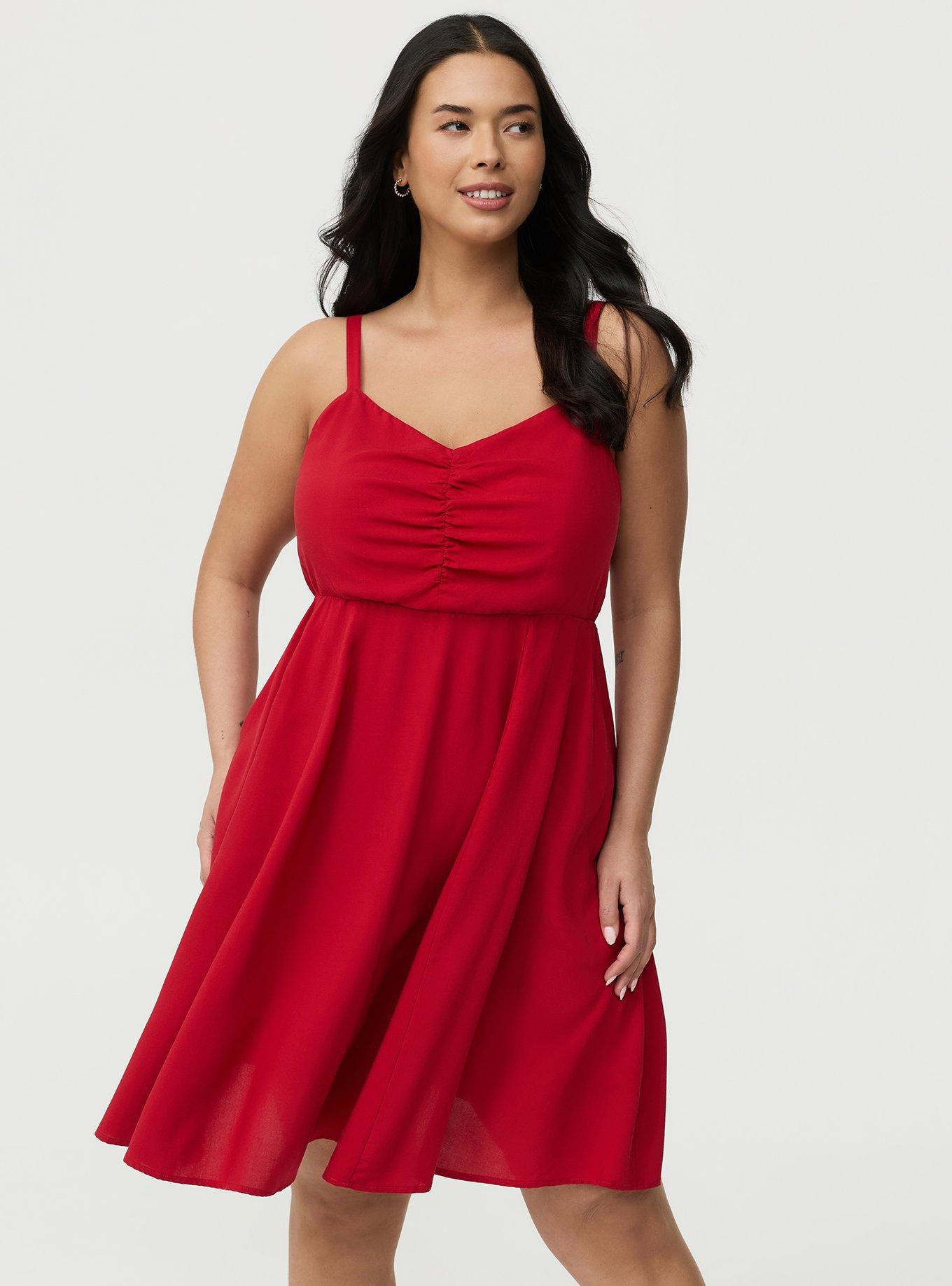 Mini Challis Skater Dress, JESTER RED, alternate