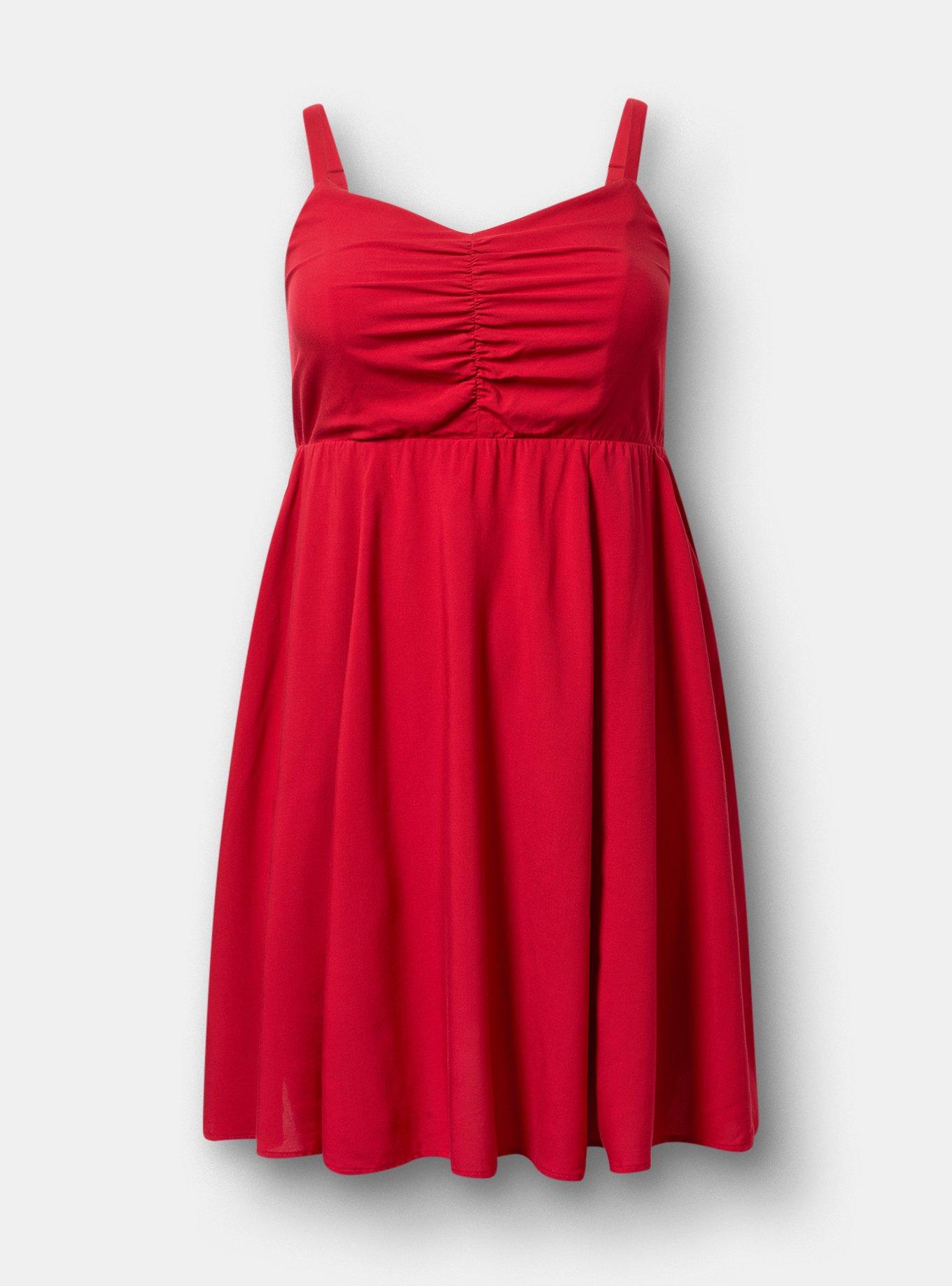 Mini Challis Skater Dress, JESTER RED, hi-res