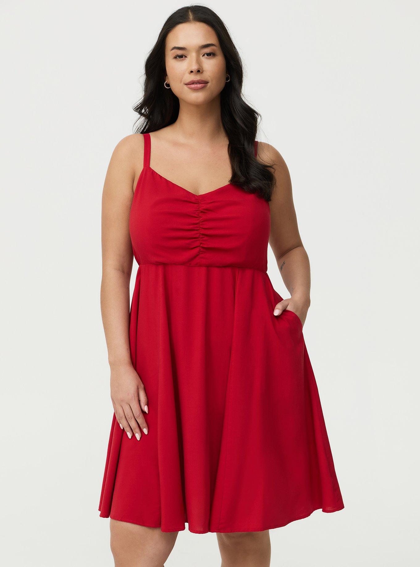 Mini Challis Skater Dress, JESTER RED, hi-res
