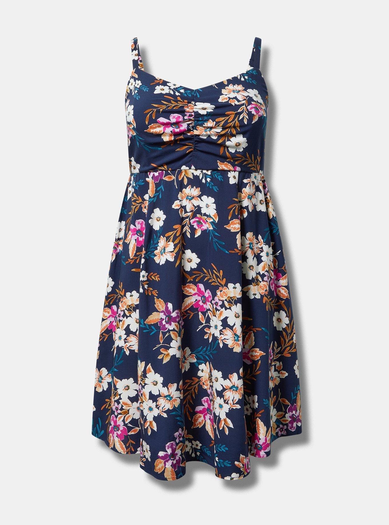 Blue Floral Mini Challis Skater Dress shops