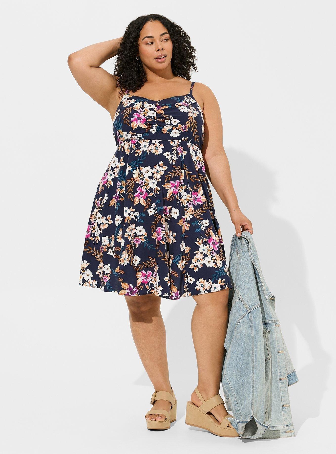 Blue Floral Mini Challis Skater Dress shops