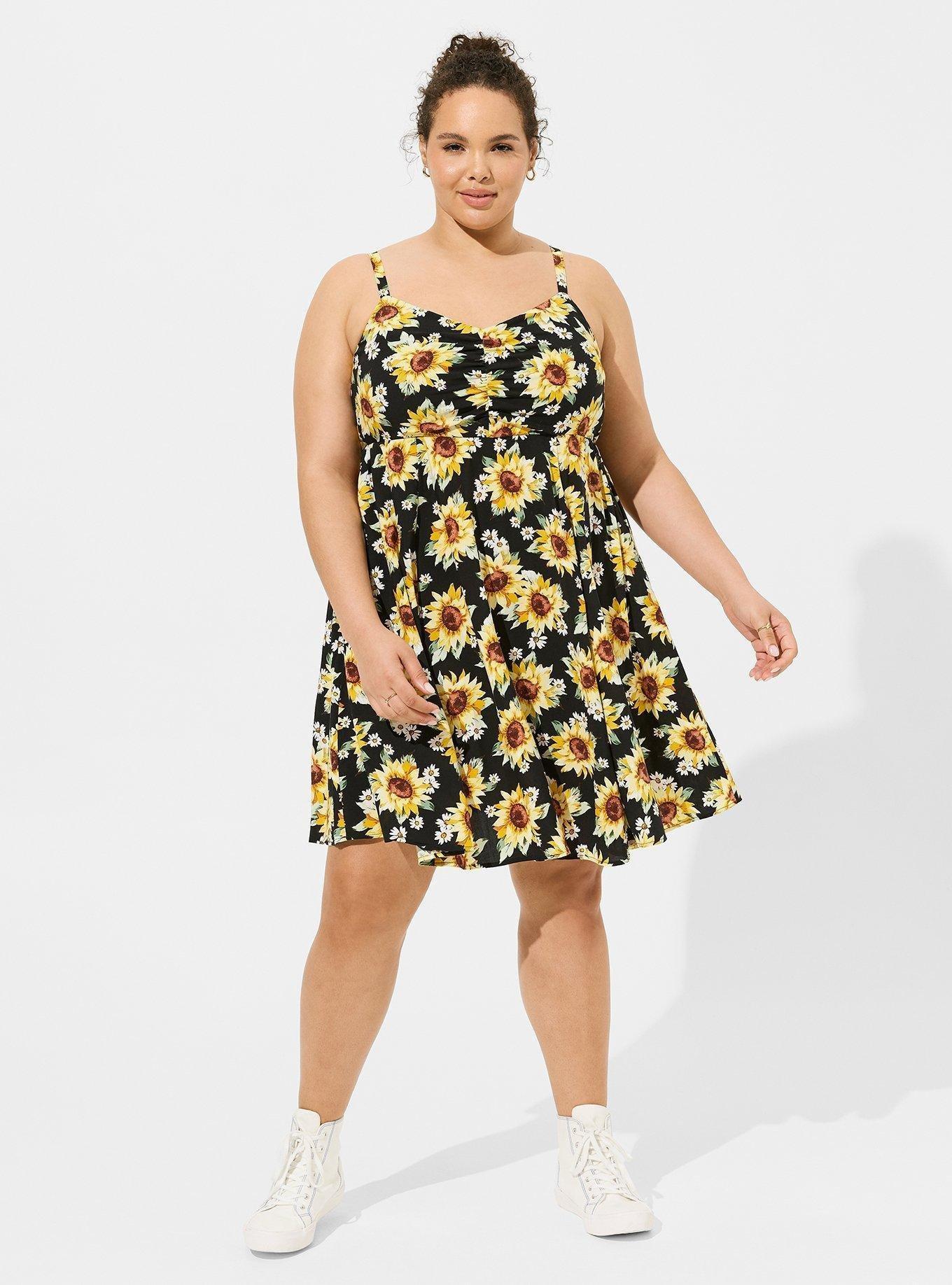 Plus Size - Mini Clipdot Blouson Sleeve Mock Neck Skater Dress - Torrid