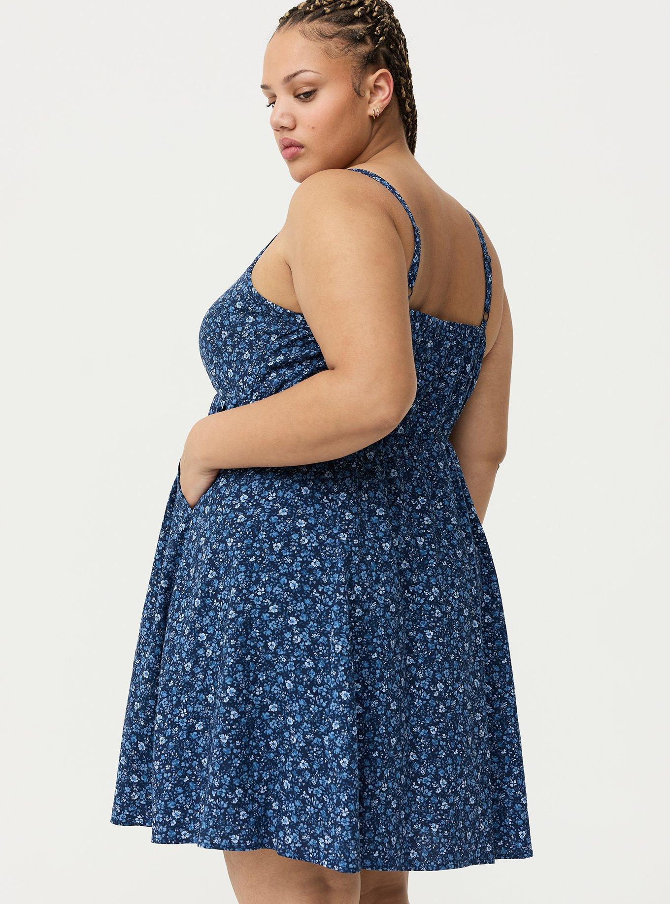 Mini Challis Skater Dress, LOVELY DITSY FLORAL BLUE, alternate