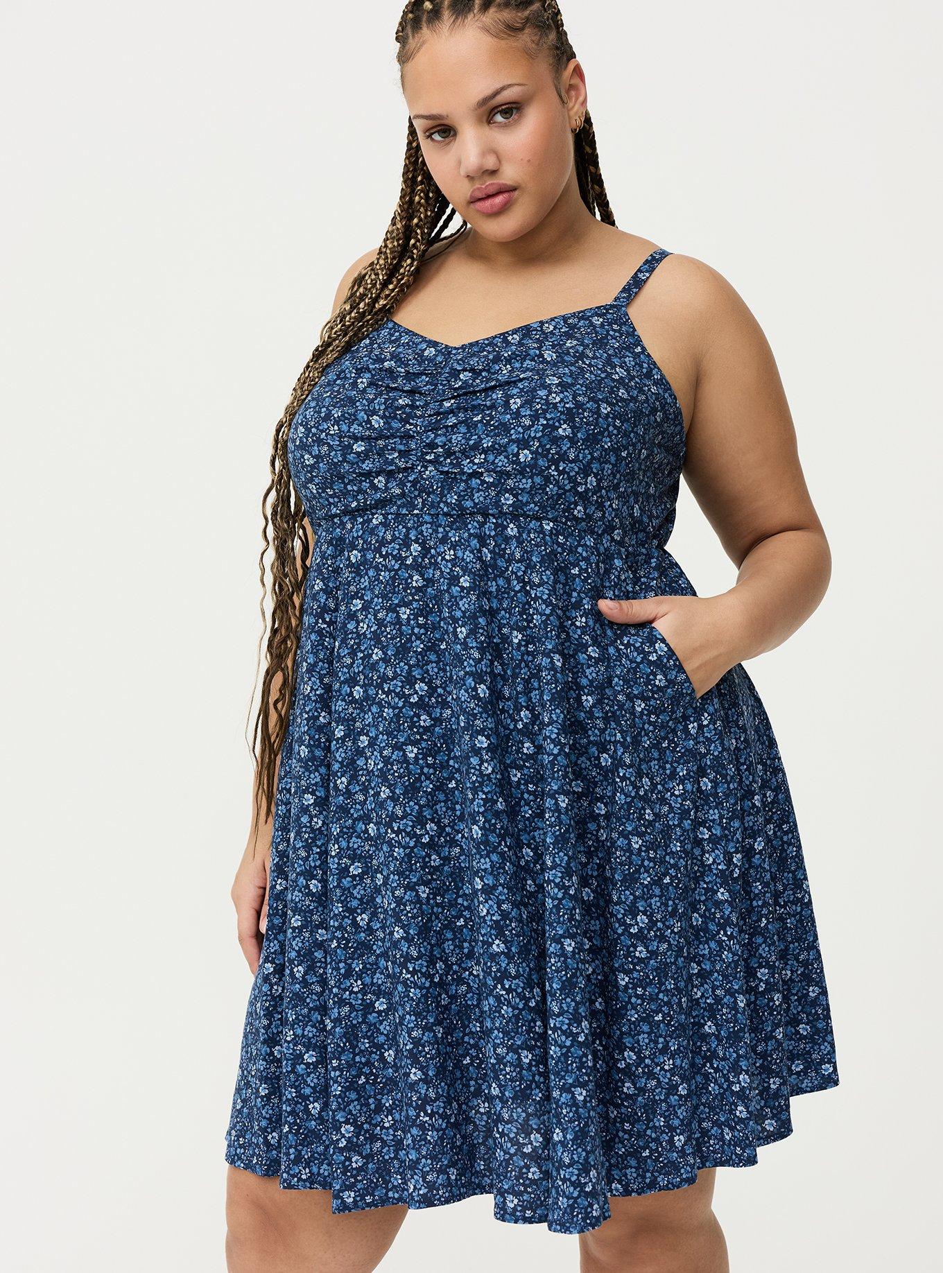Mini Challis Skater Dress, LOVELY DITSY FLORAL BLUE, alternate