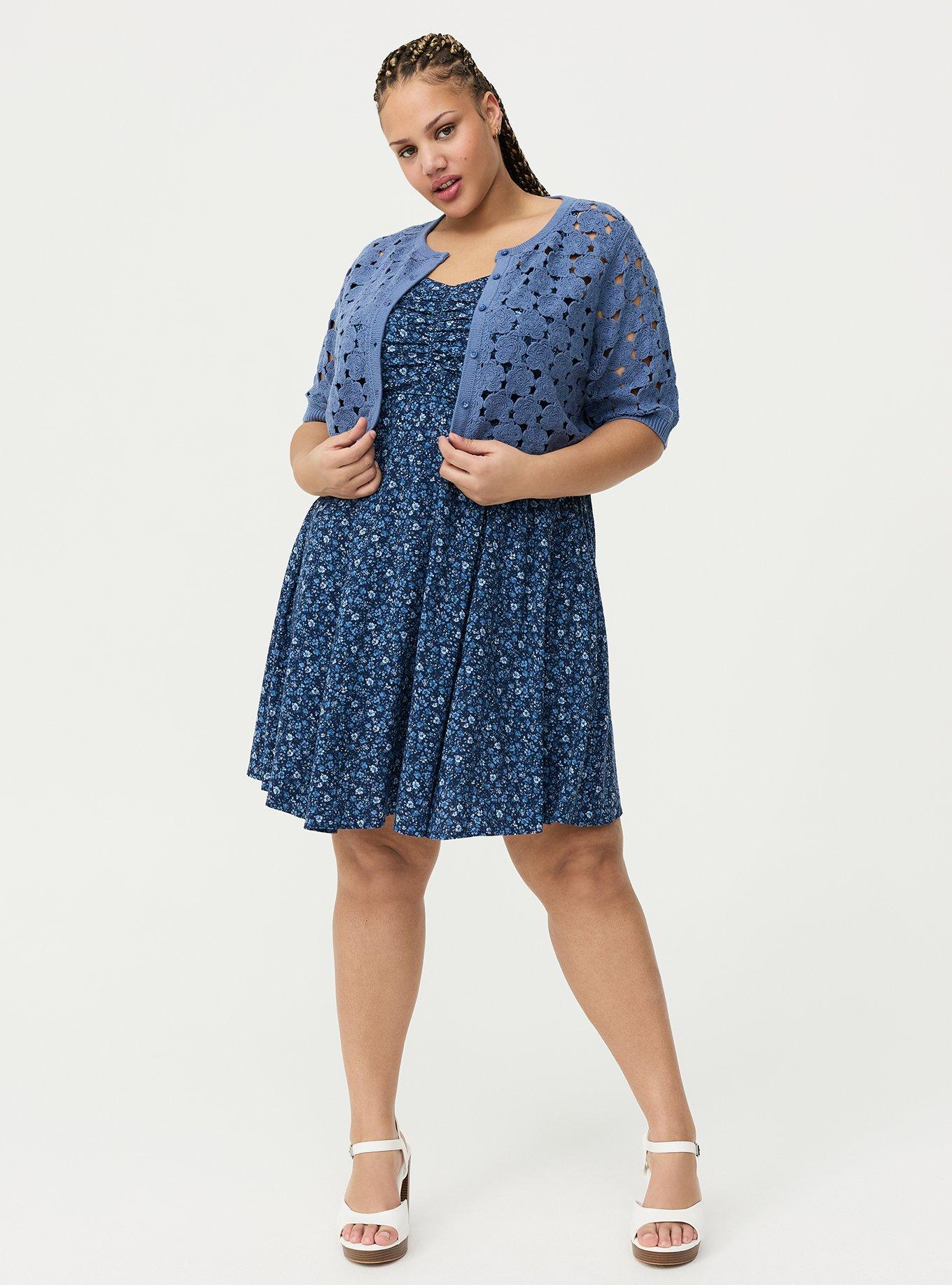Mini Challis Skater Dress, LOVELY DITSY FLORAL BLUE, alternate