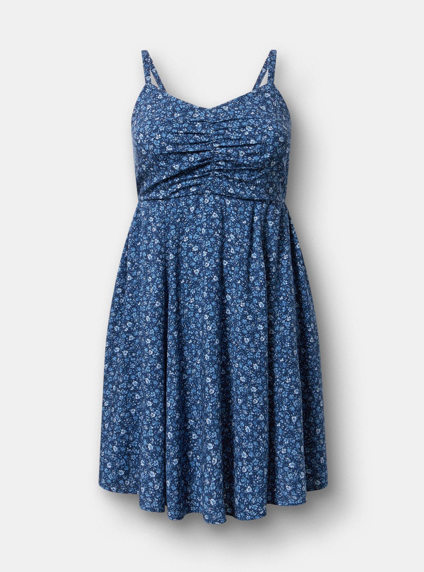 Mini Challis Skater Dress, LOVELY DITSY FLORAL BLUE, hi-res