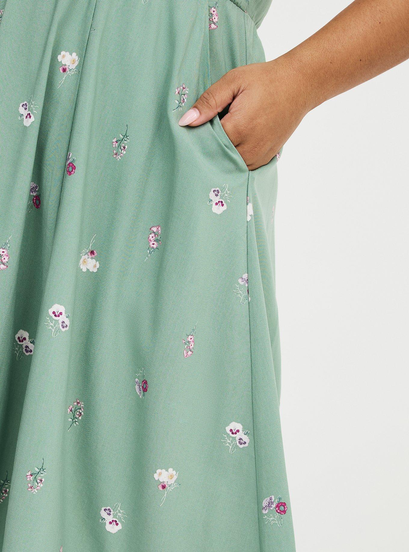 Plus Size Mini Challis Skater Dress, LIZA FLORAL GREEN, alternate