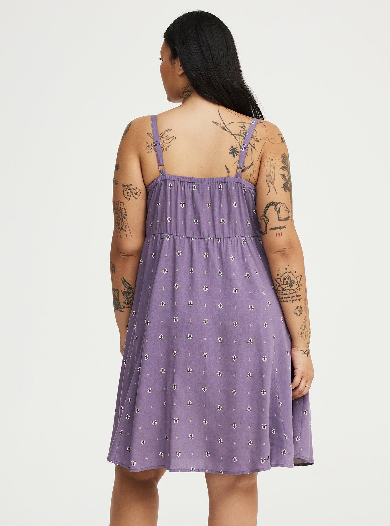 Mini Challis Skater Dress, ROSETTE MOTIF PURPLE, alternate