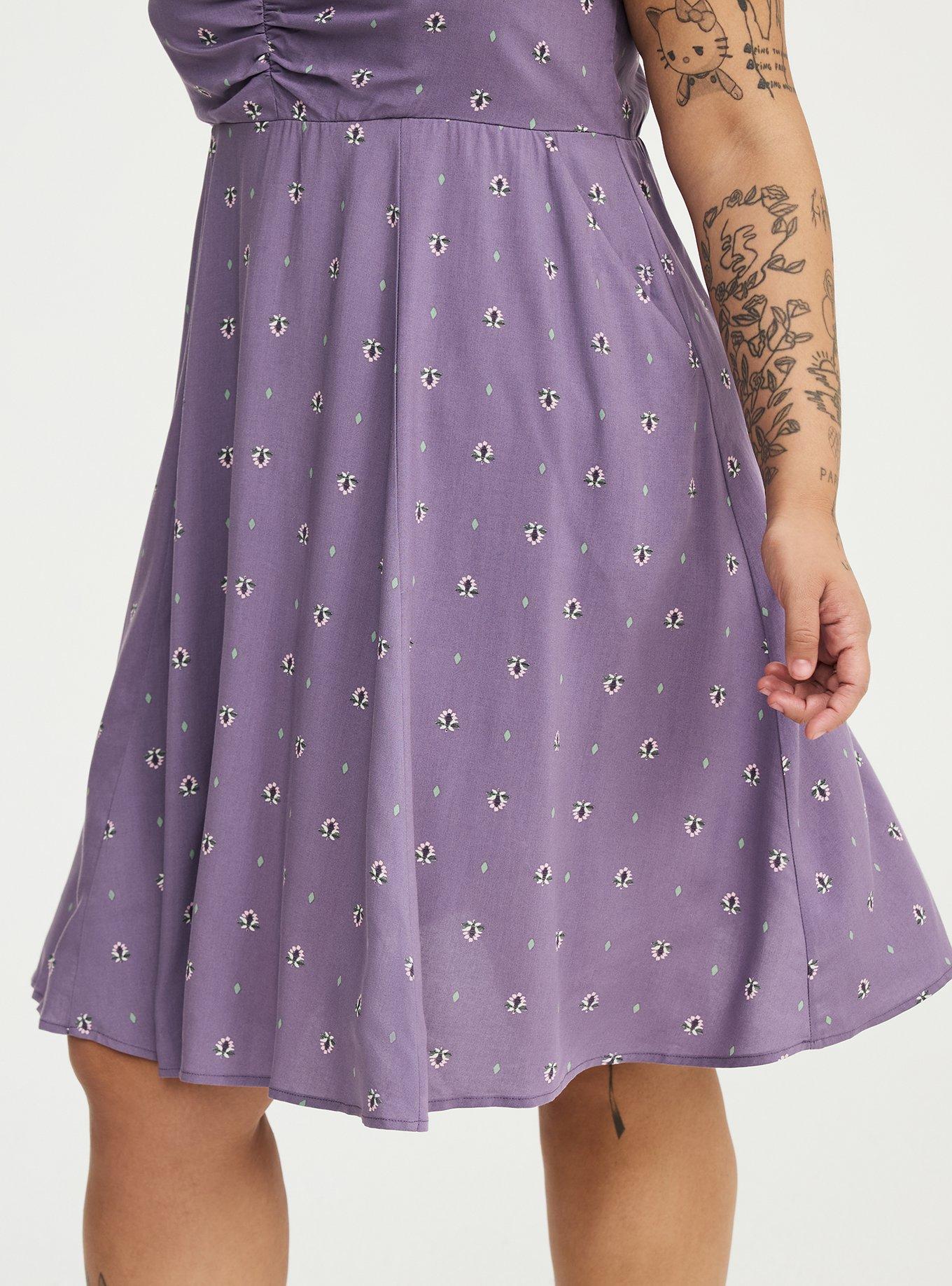 Mini Challis Skater Dress, ROSETTE MOTIF PURPLE, alternate