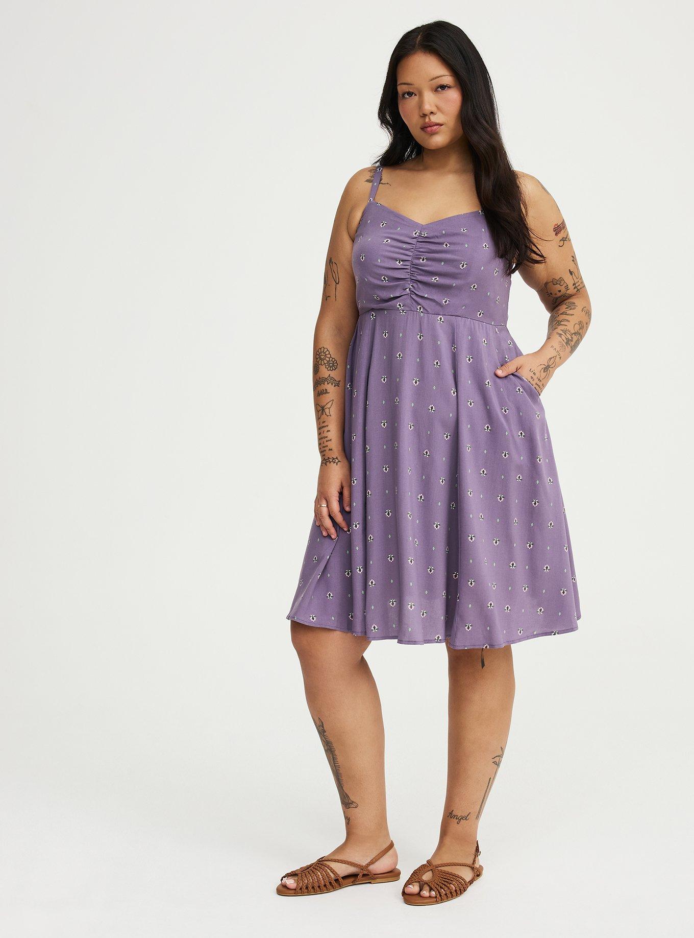 Mini Challis Skater Dress, ROSETTE MOTIF PURPLE, alternate