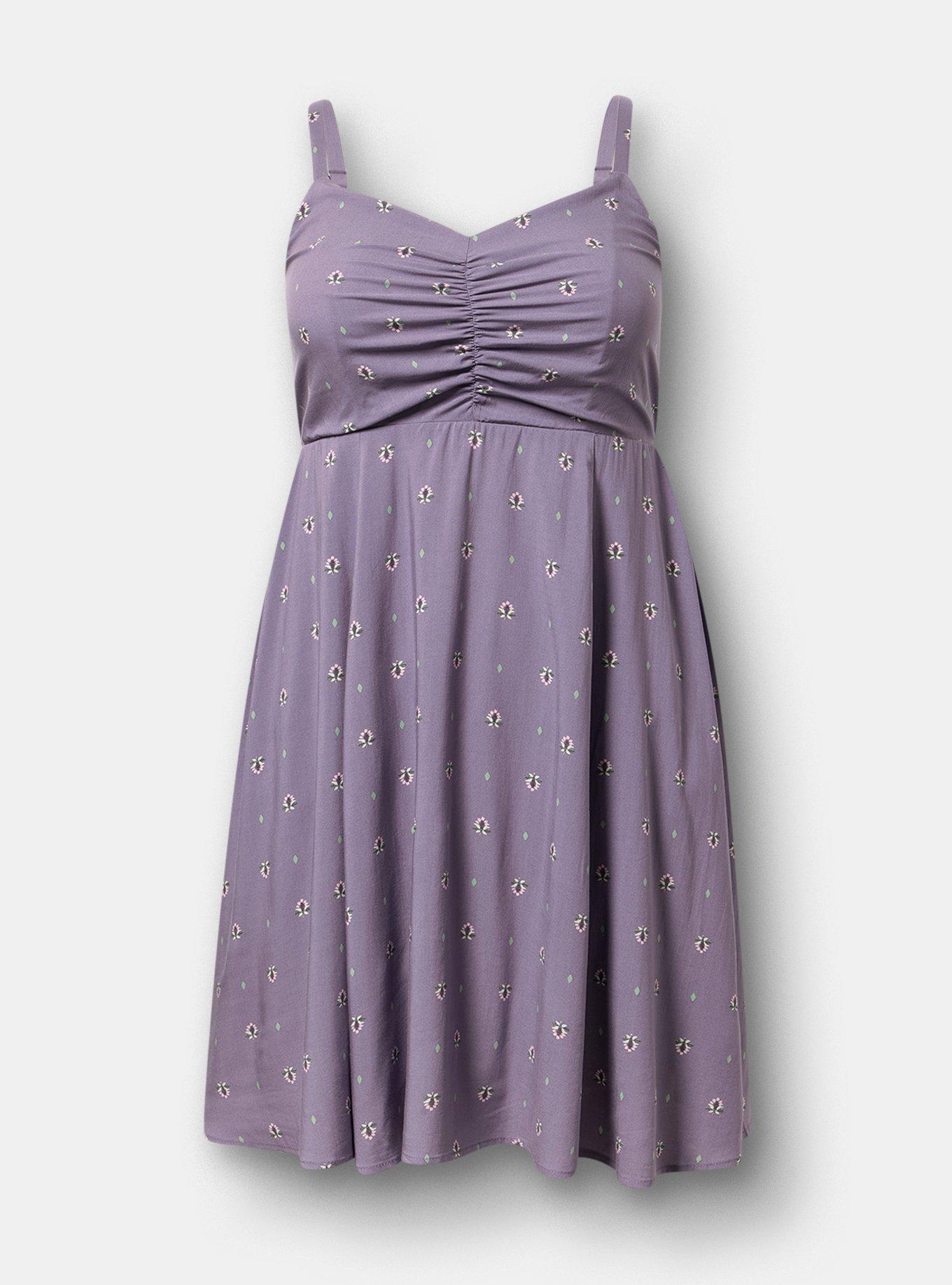 Mini Challis Skater Dress, ROSETTE MOTIF PURPLE, hi-res