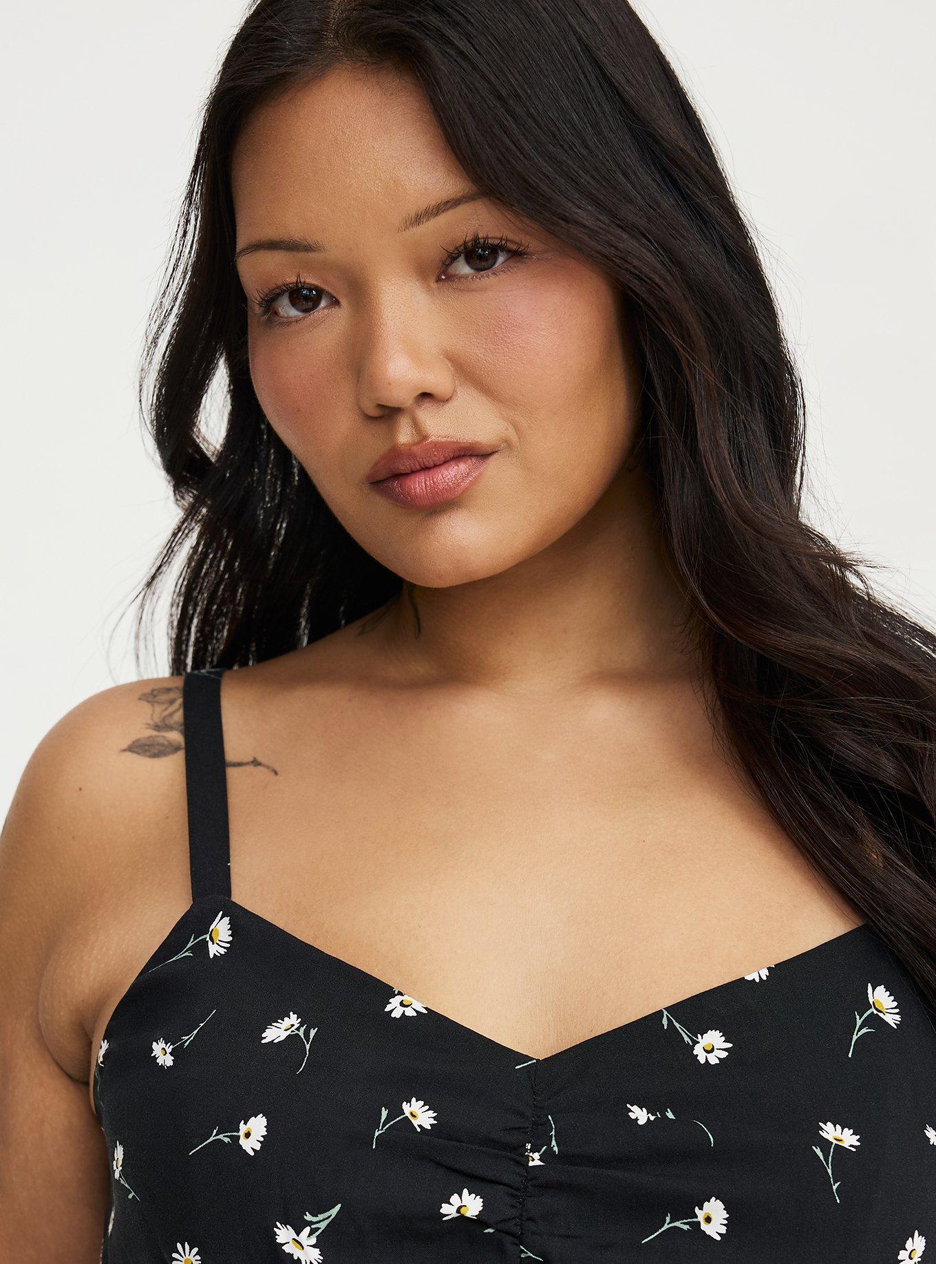 Mini Challis Skater Dress, DARA DAISIES FLORAL BLACK, alternate