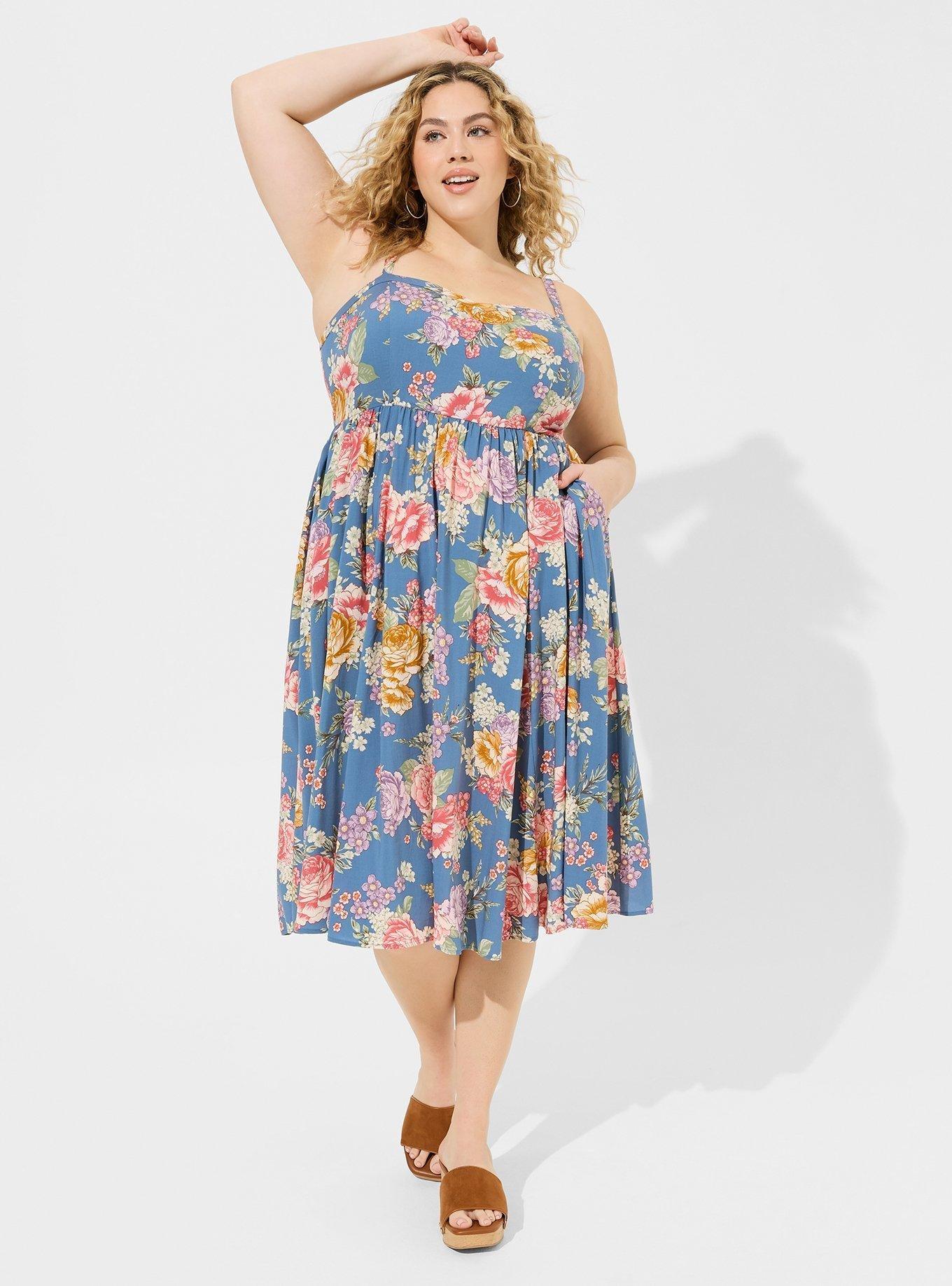 Plus Size - Maxi Washable Challis Hi-Low Tiered Shirtdress - Torrid