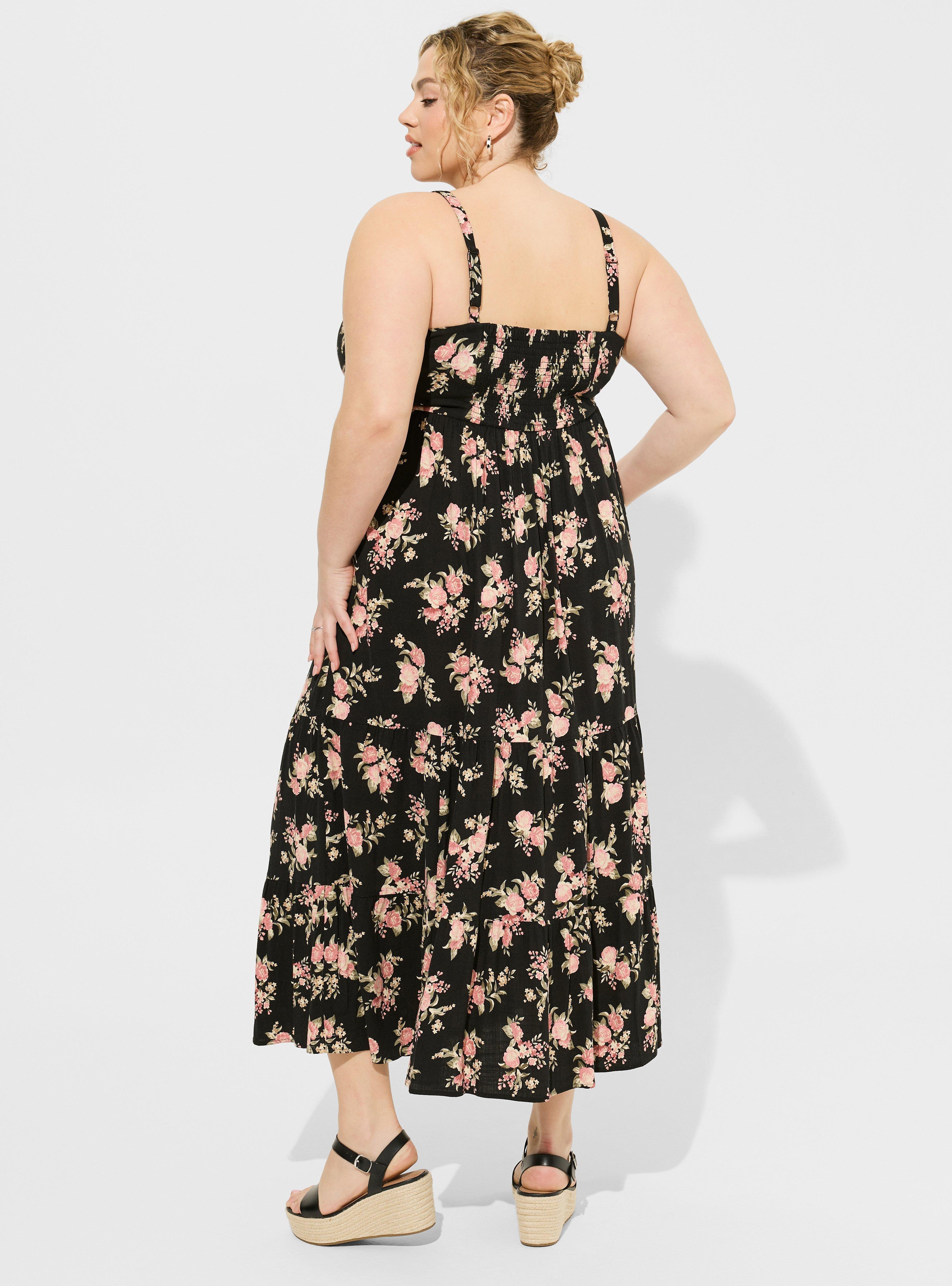 Plus Size Maxi Rayon Slub Lace Up Tiered Dress Torrid
