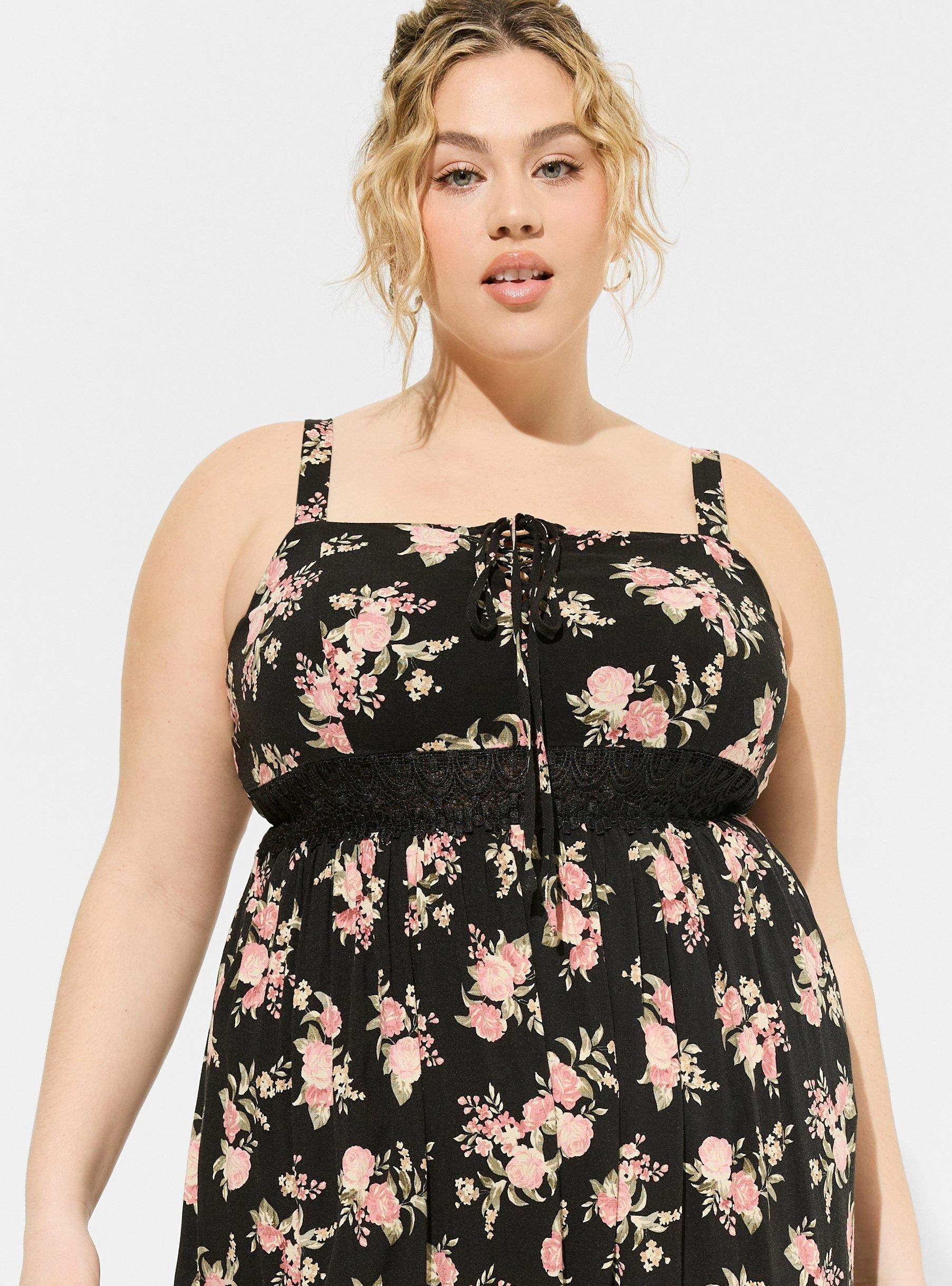 Plus Size Maxi Rayon Slub Lace Up Tiered Dress Torrid