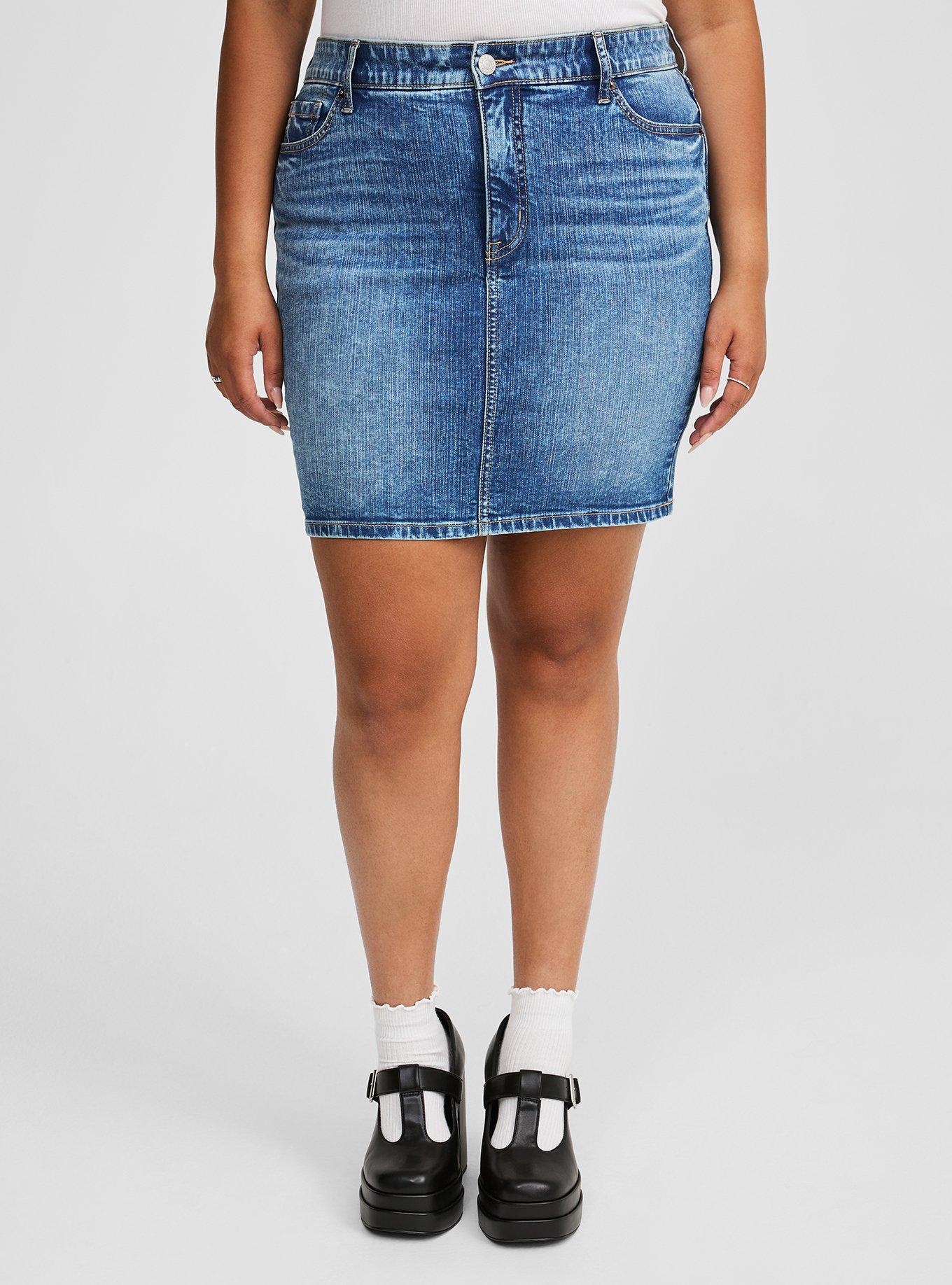 Jean skirt stretch sale