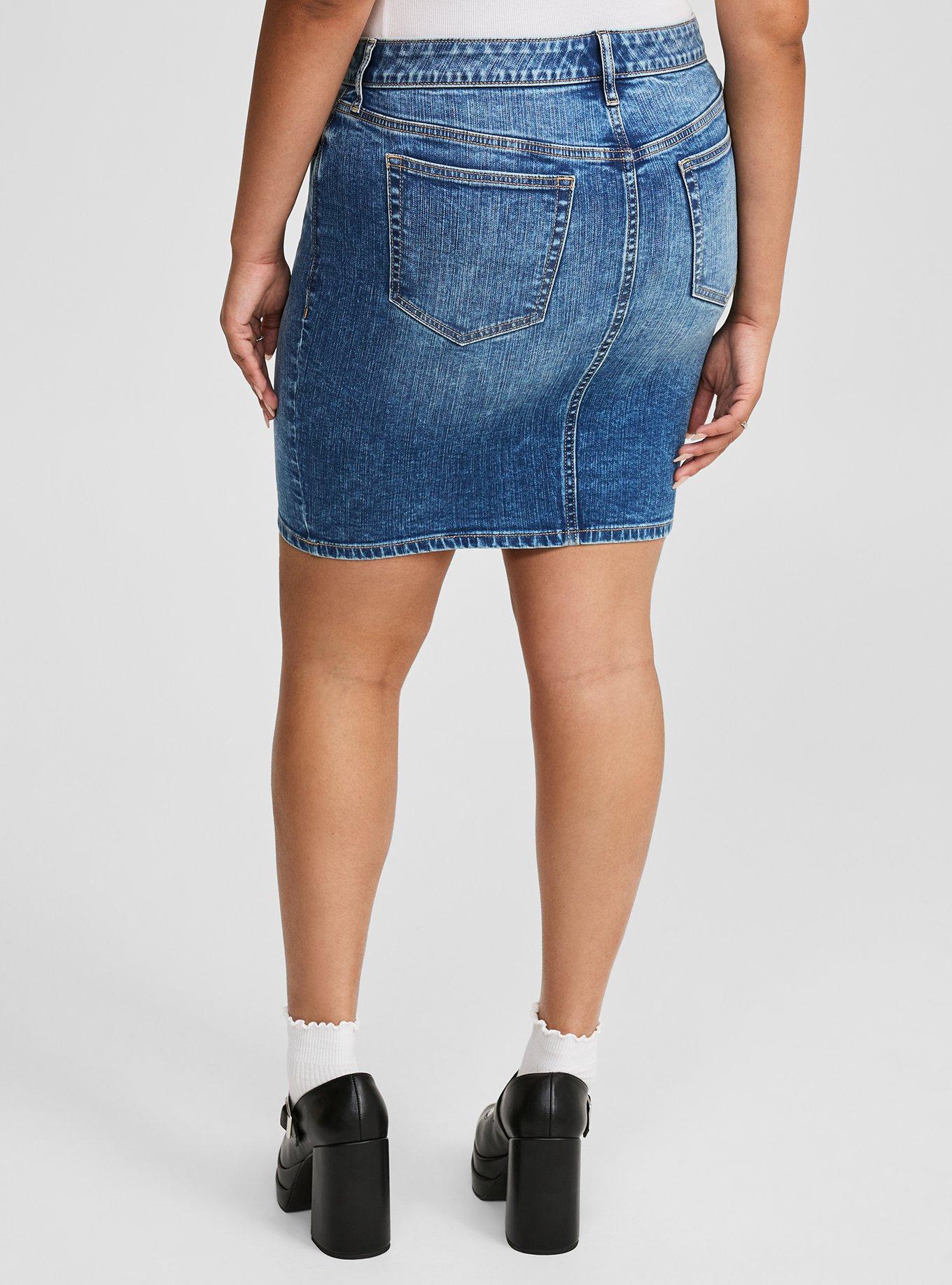 Plus Size Mini Vintage Stretch Denim Skirt Torrid