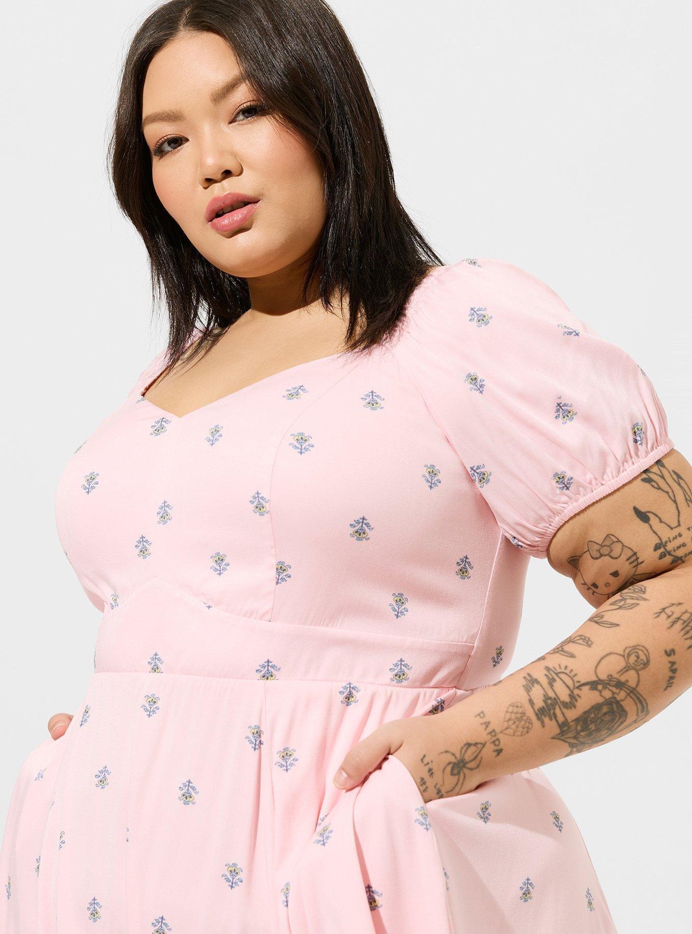 Plus Size - Mini Challis Shirred-Front Skater Dress - Torrid