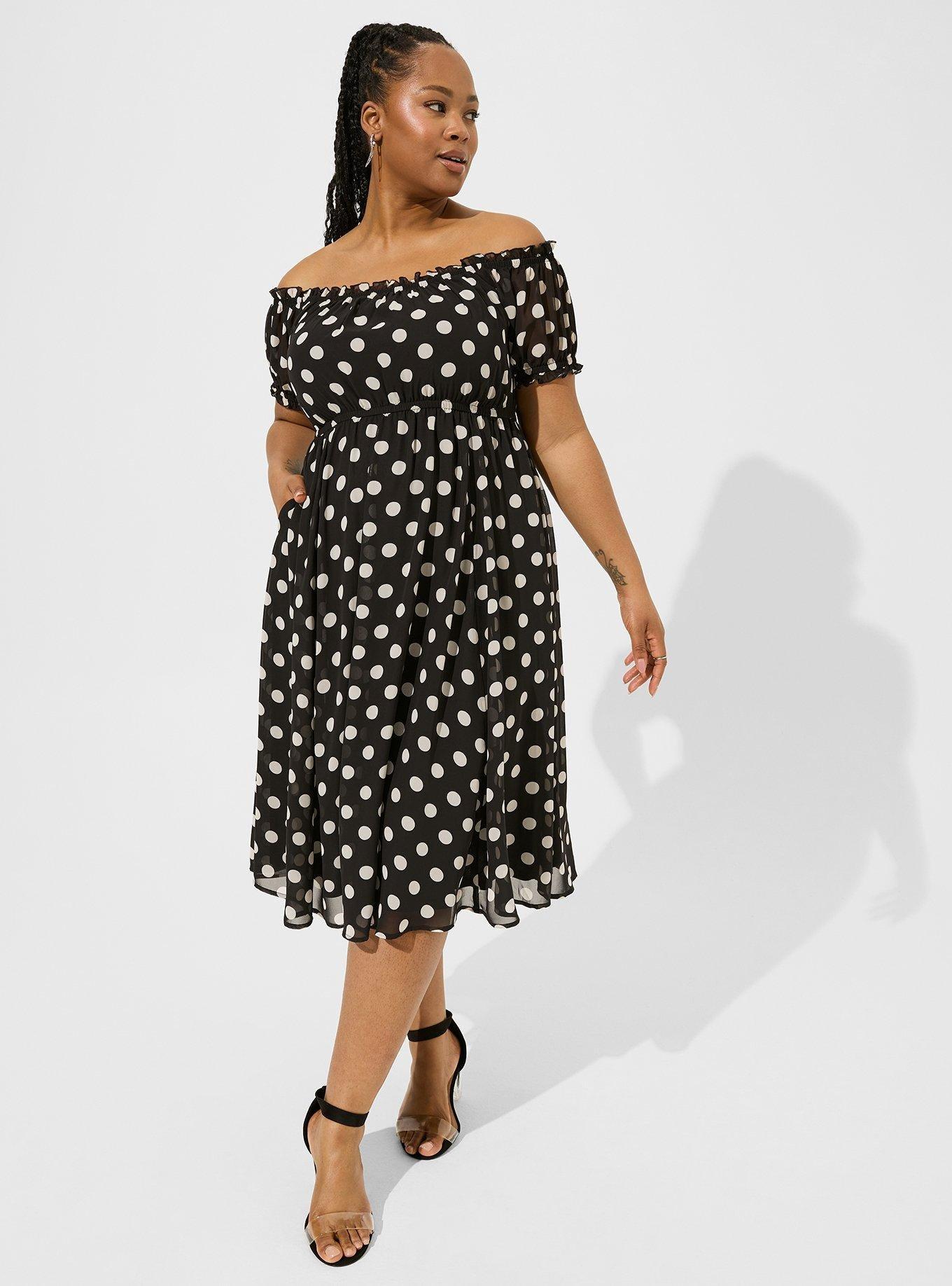 Plus Size Midi Chiffon Off Shoulder Peasant Dress Torrid