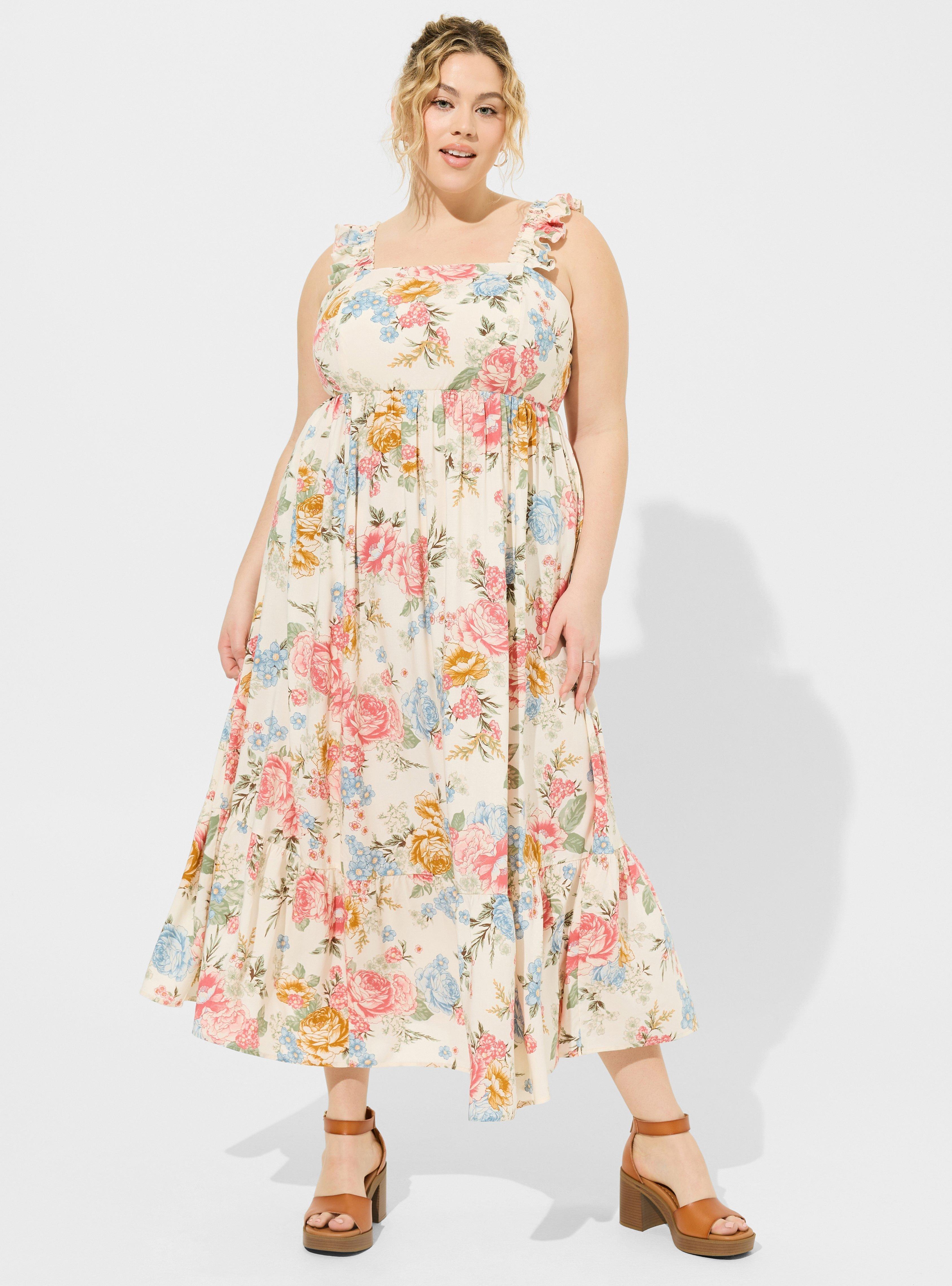 Plus Size - Maxi Challis Ruffle Strap Tiered Dress - Torrid