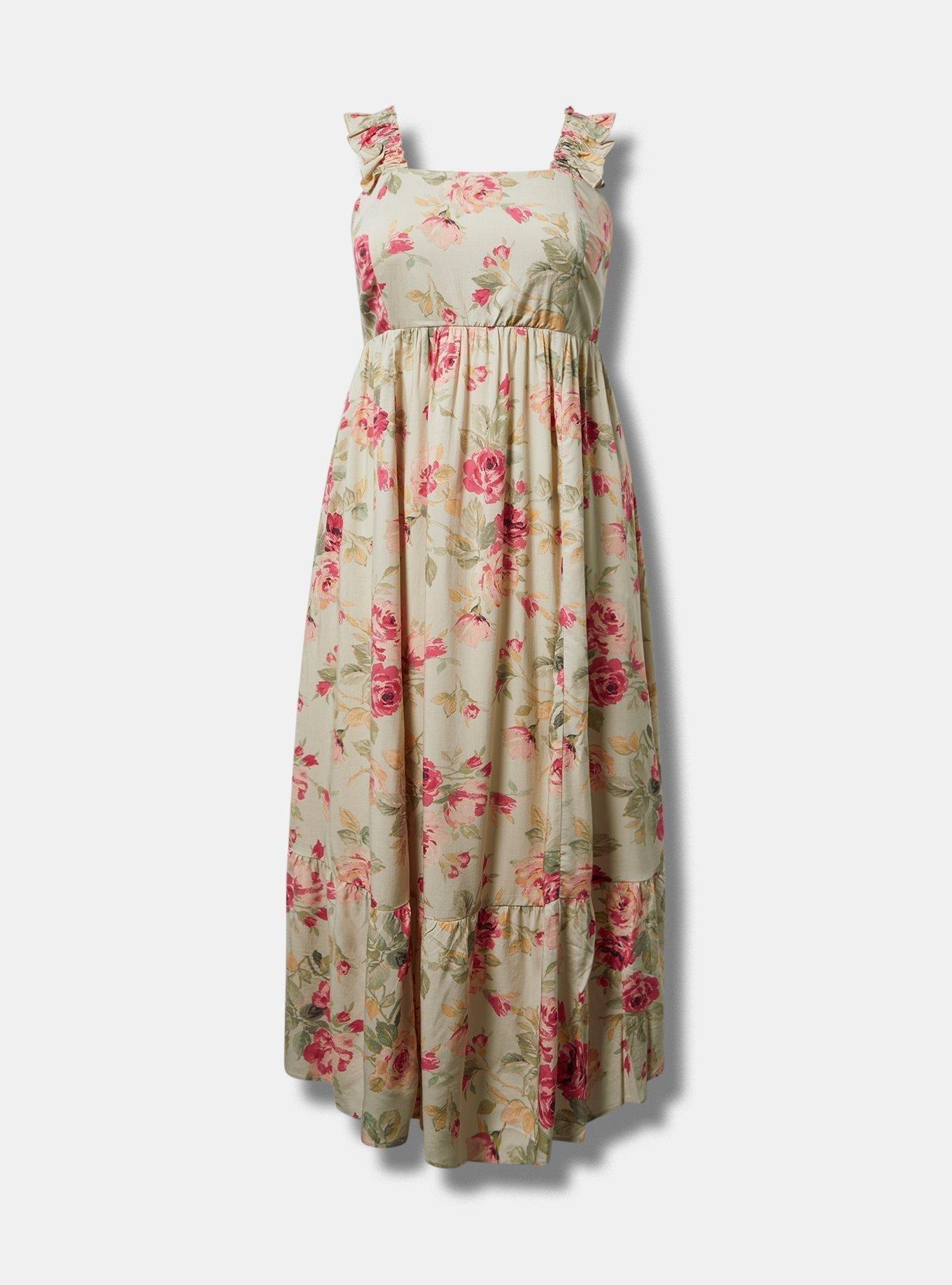 chinese dress ladies Truth Be Told Blue Floral Tiered Maxi Dress Blue-Cream / XL by Sugarlips main image 0